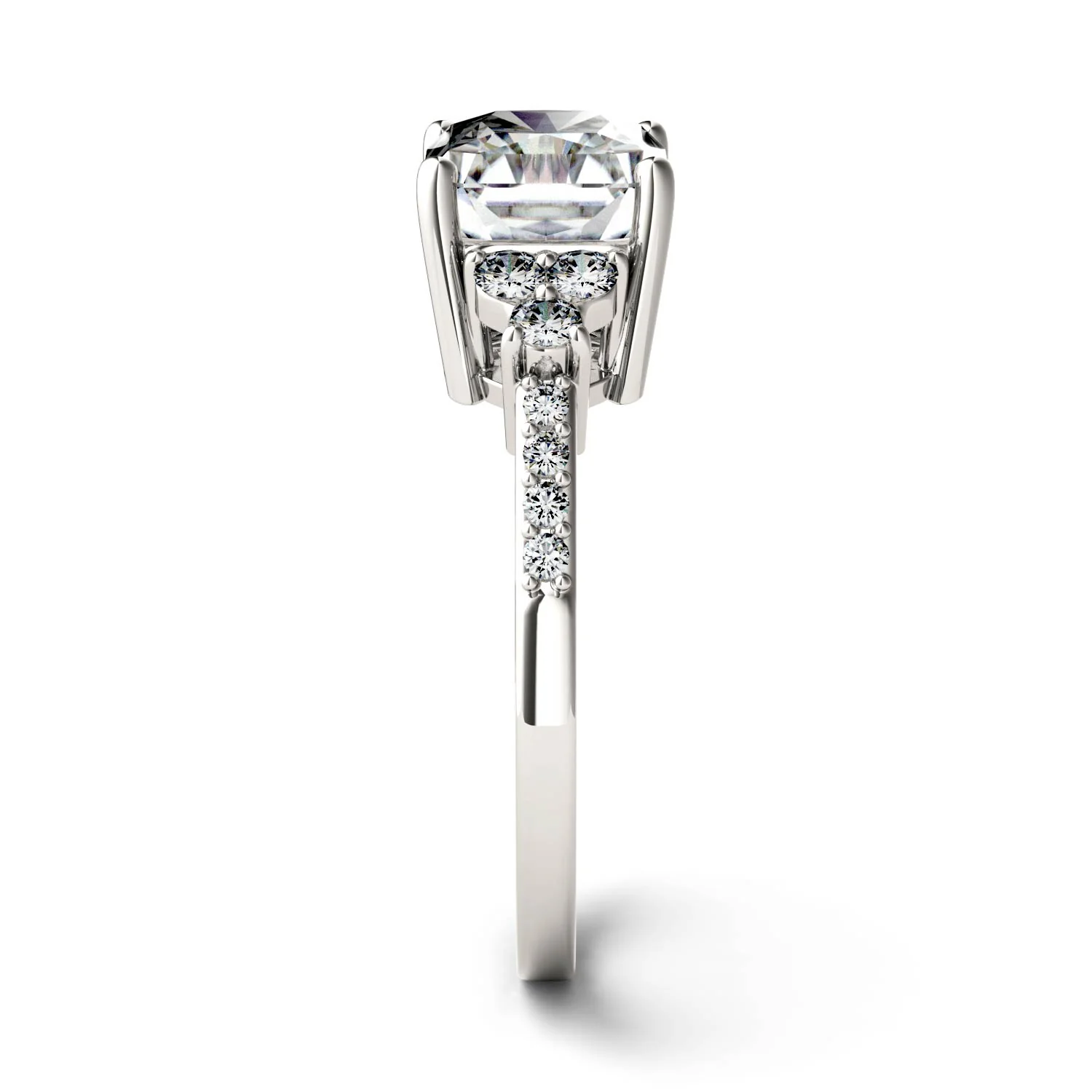 2.90 CTW DEW Radiant Moissanite Engagement Ring in 14K White Gold - Image 5