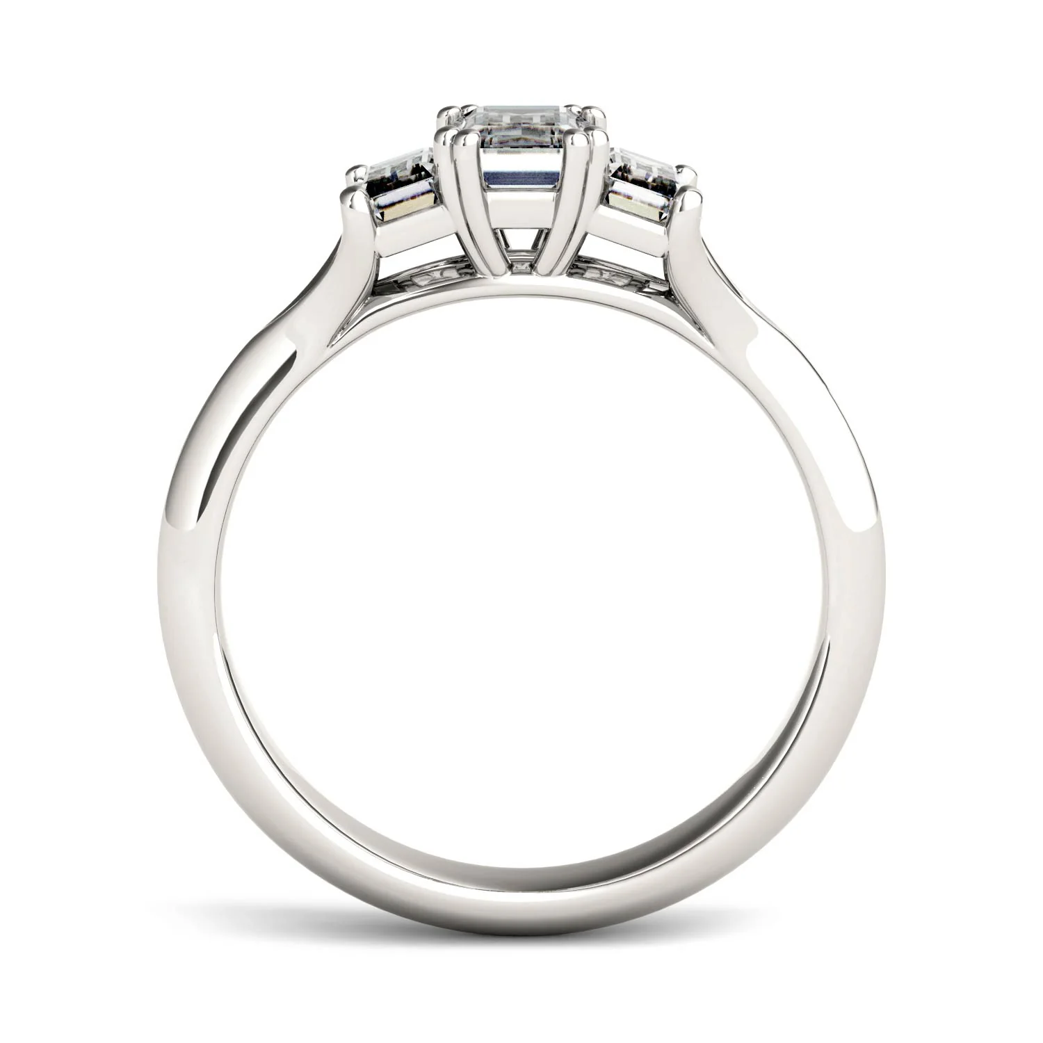 1.36 CTW DEW Radiant Moissanite Three Stone Ring in 14K White Gold - Image 3