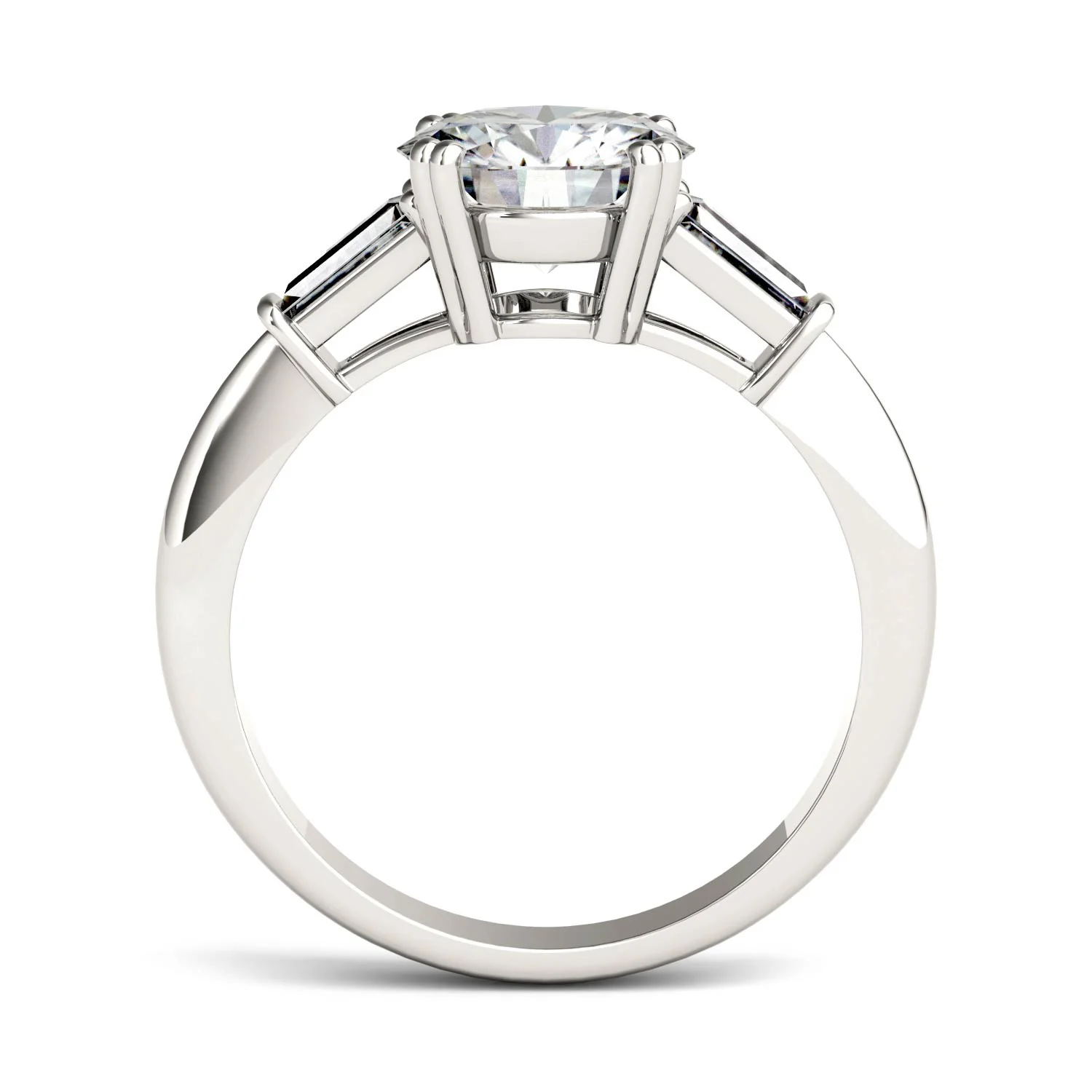 2.27 CTW DEW Round Moissanite Three-Stone Ring in 14K White Gold - Image 3