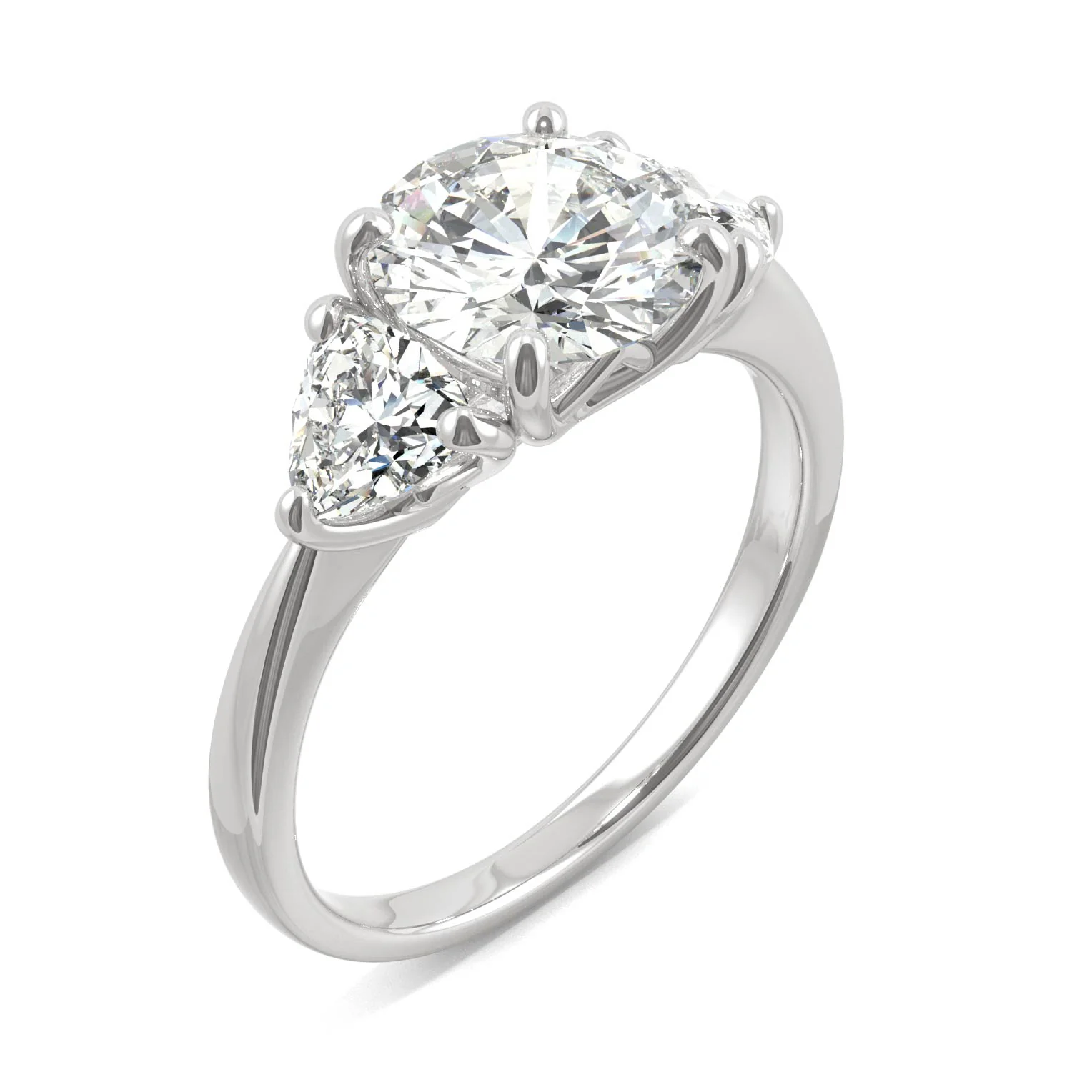 2.70 CTW DEW Round Moissanite Three-Stone Ring in 14K White Gold - Image 2