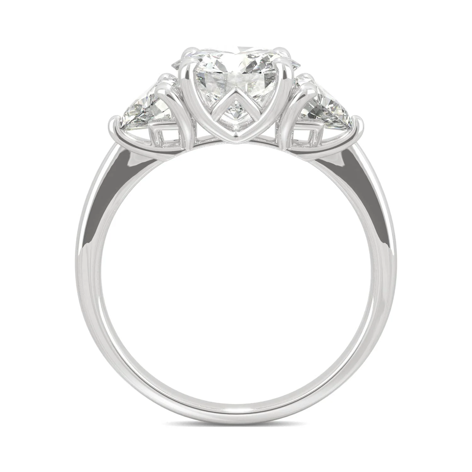 2.70 CTW DEW Round Moissanite Three-Stone Ring in 14K White Gold - Image 3