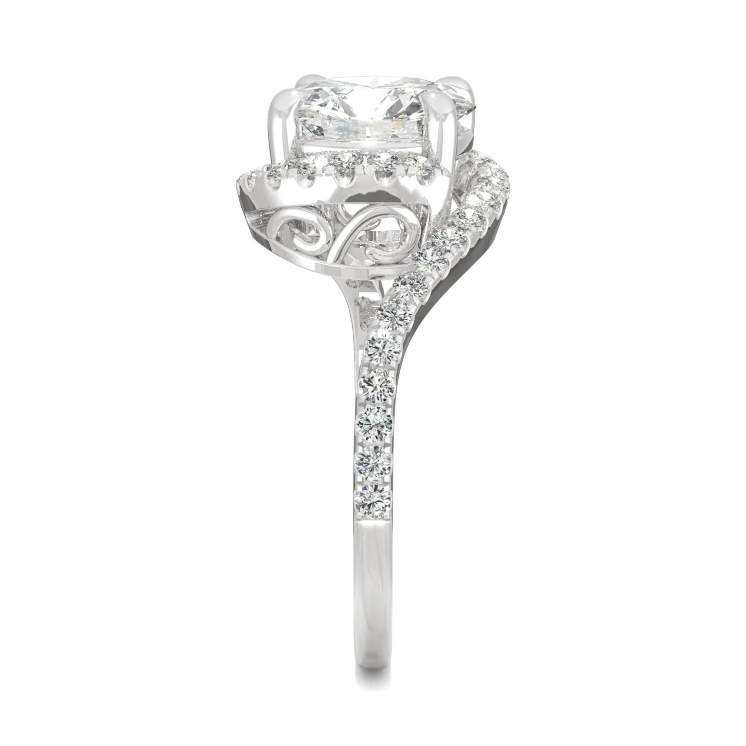 2.24 CTW DEW Round Moissanite Bypass Ring in 14K White Gold - Image 5