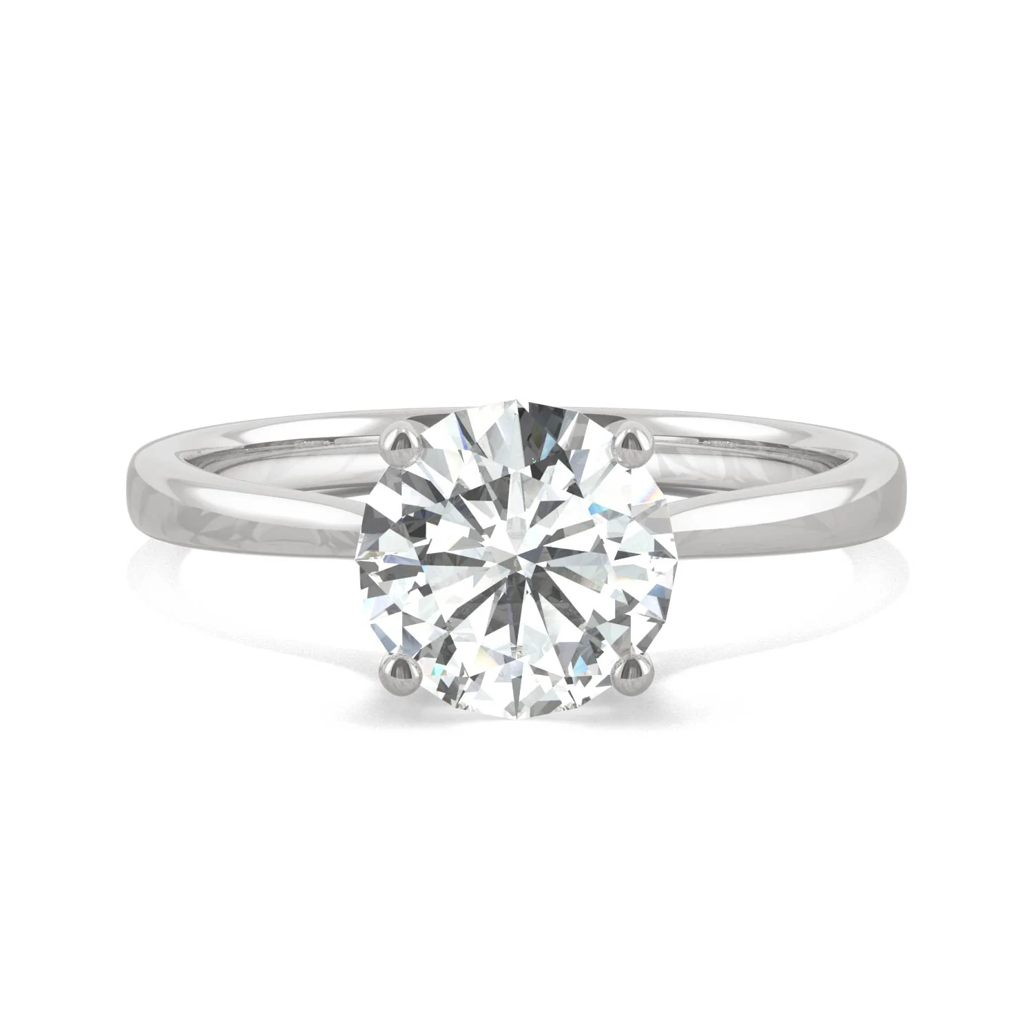 1.58 CTW DEW Round Moissanite Hidden Halo Engagement Ring in 14K White Gold - Image 2