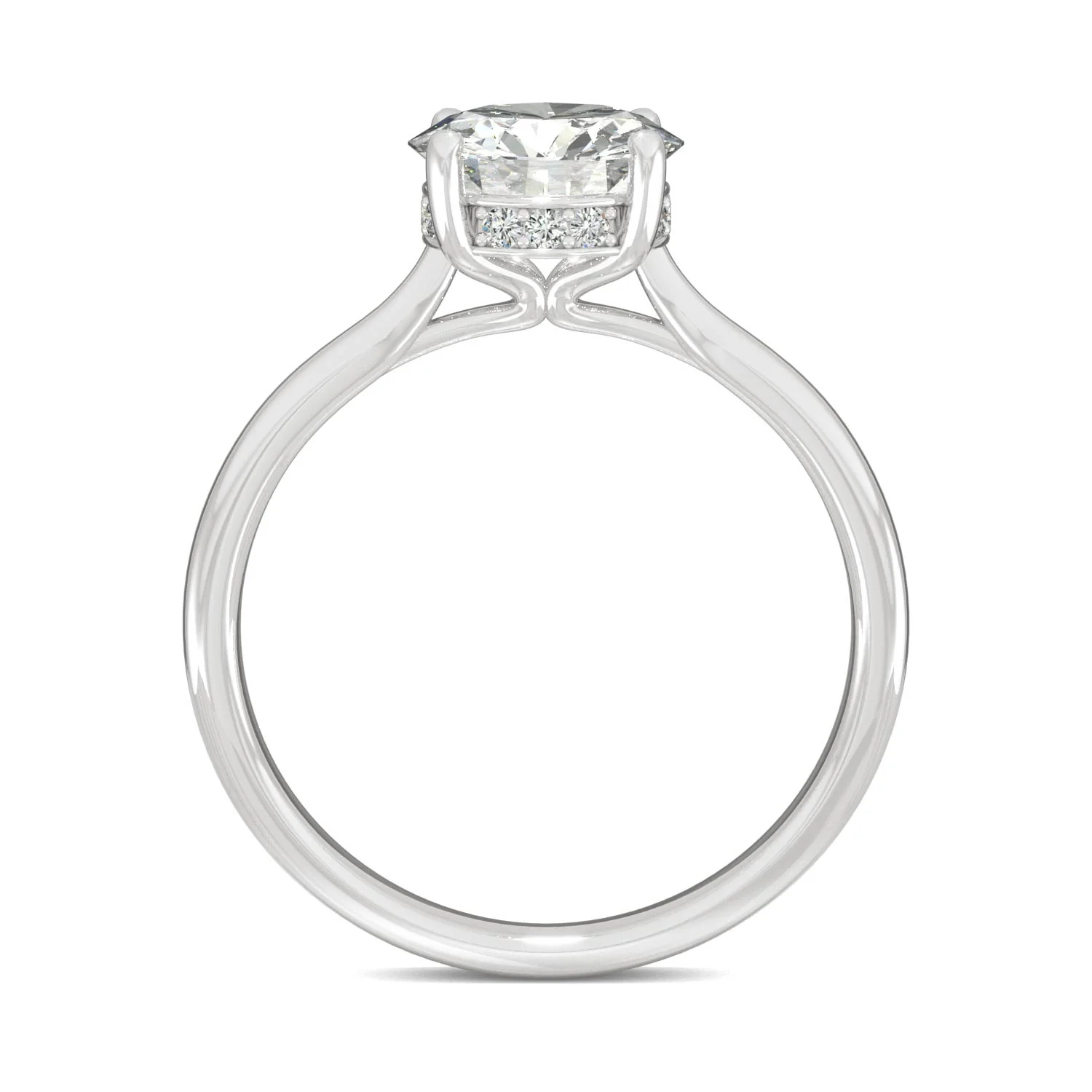 1.58 CTW DEW Round Moissanite Hidden Halo Engagement Ring in 14K White Gold - Image 4