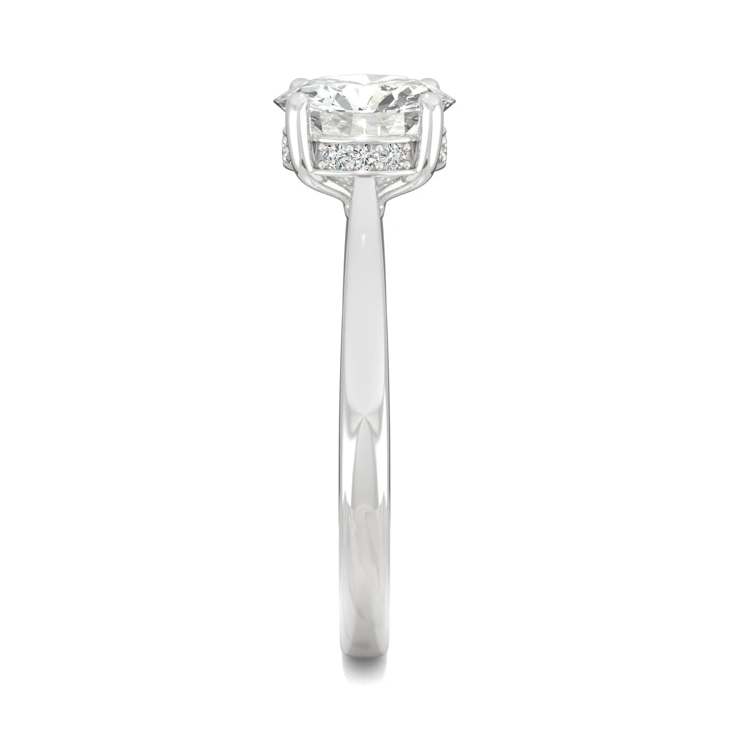 1.58 CTW DEW Round Moissanite Hidden Halo Engagement Ring in 14K White Gold - Image 5