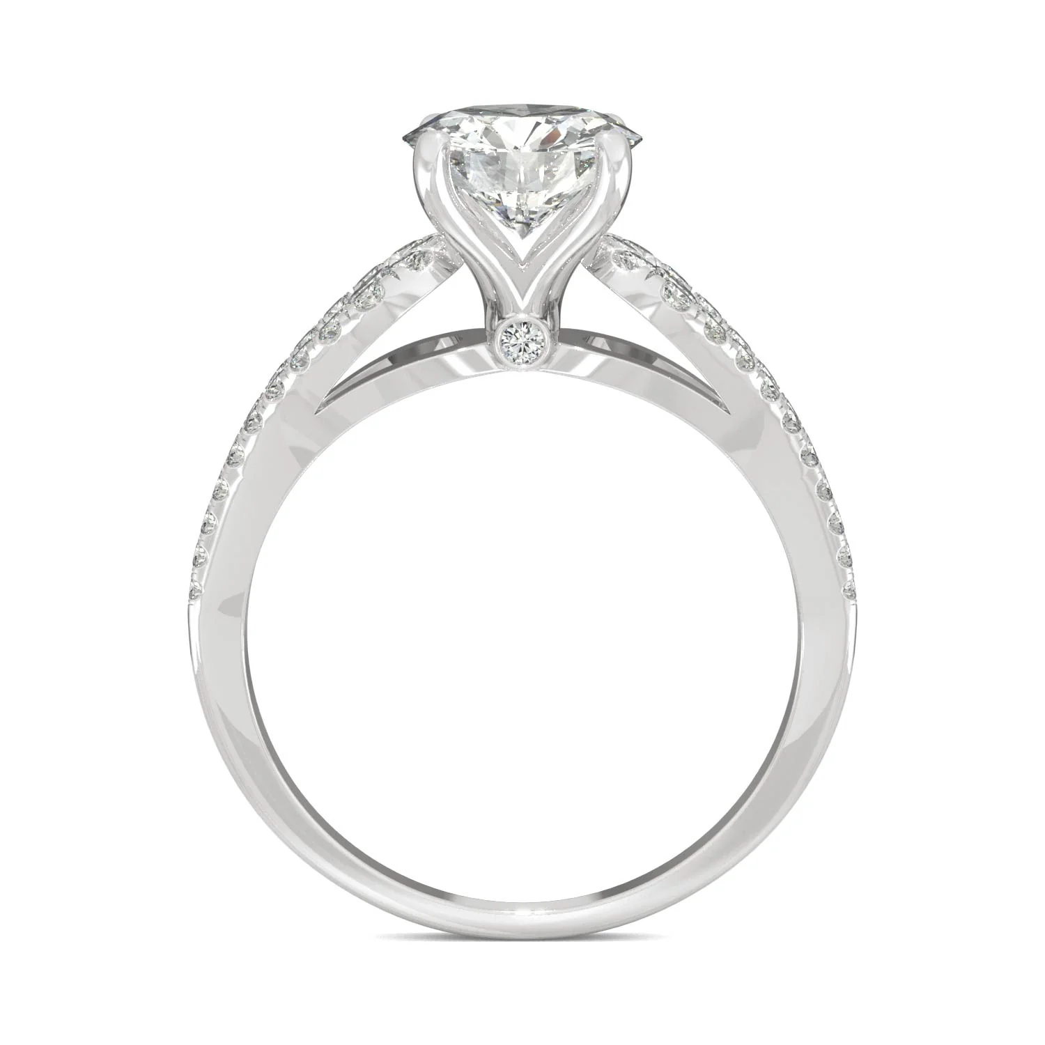 2.08 CTW DEW Round Moissanite Accented Engagement Ring in 14K White Gold - Image 3