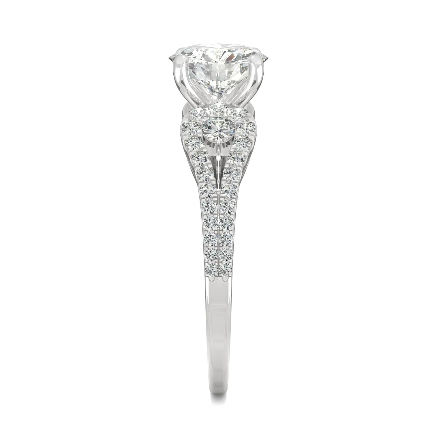 2.08 CTW DEW Round Moissanite Accented Engagement Ring in 14K White Gold - Image 5