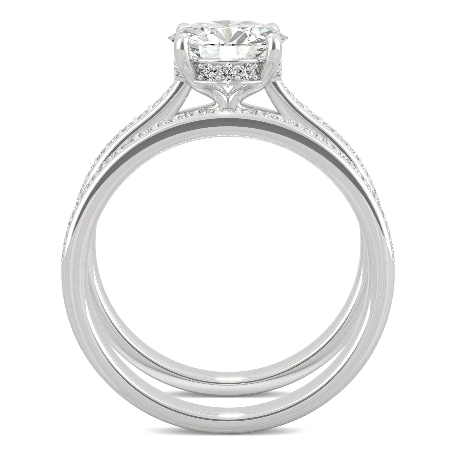 1.92 CTW DEW Round Moissanite Bridal Set in 14K White Gold - Image 3