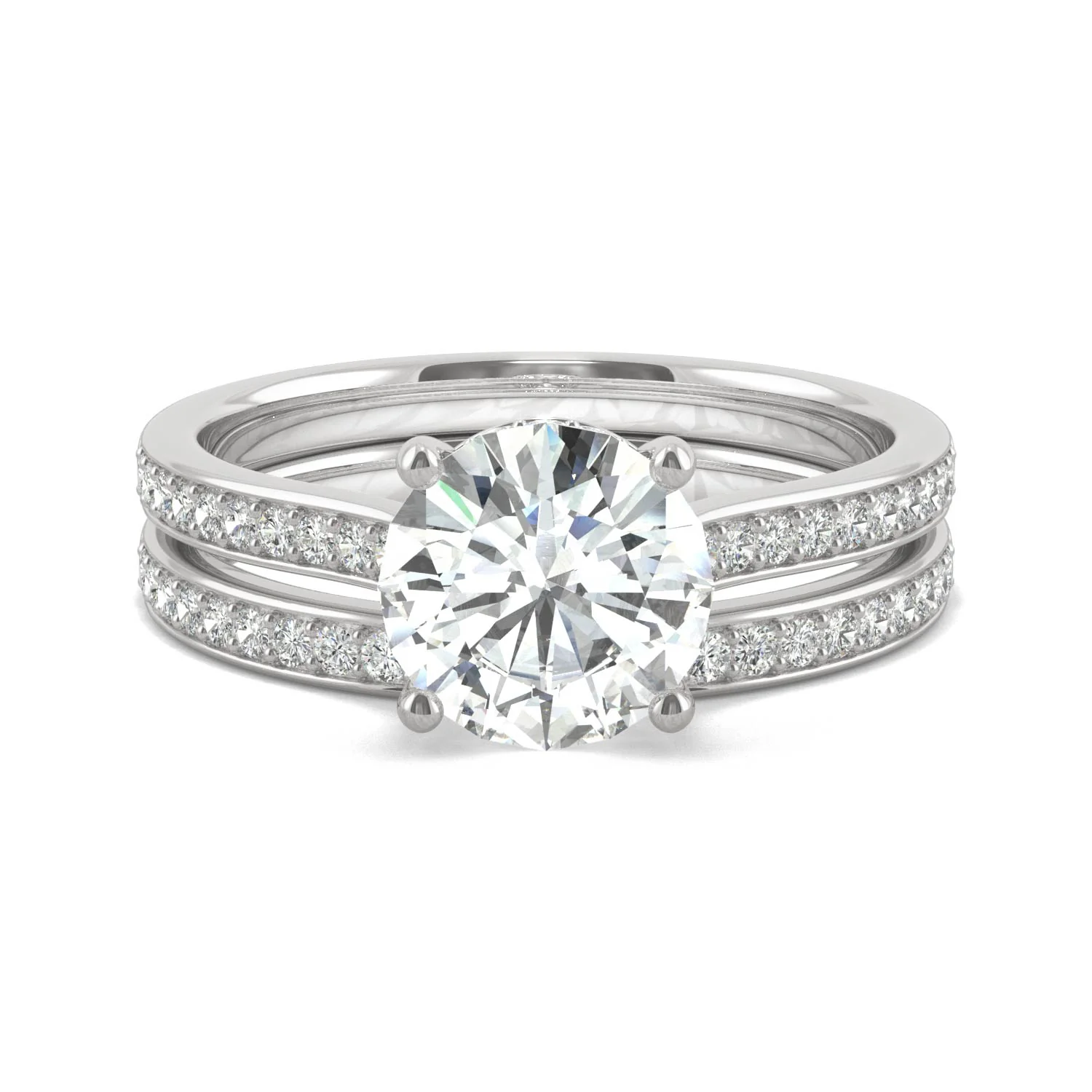1.92 CTW DEW Round Moissanite Bridal Set in 14K White Gold - Image 4