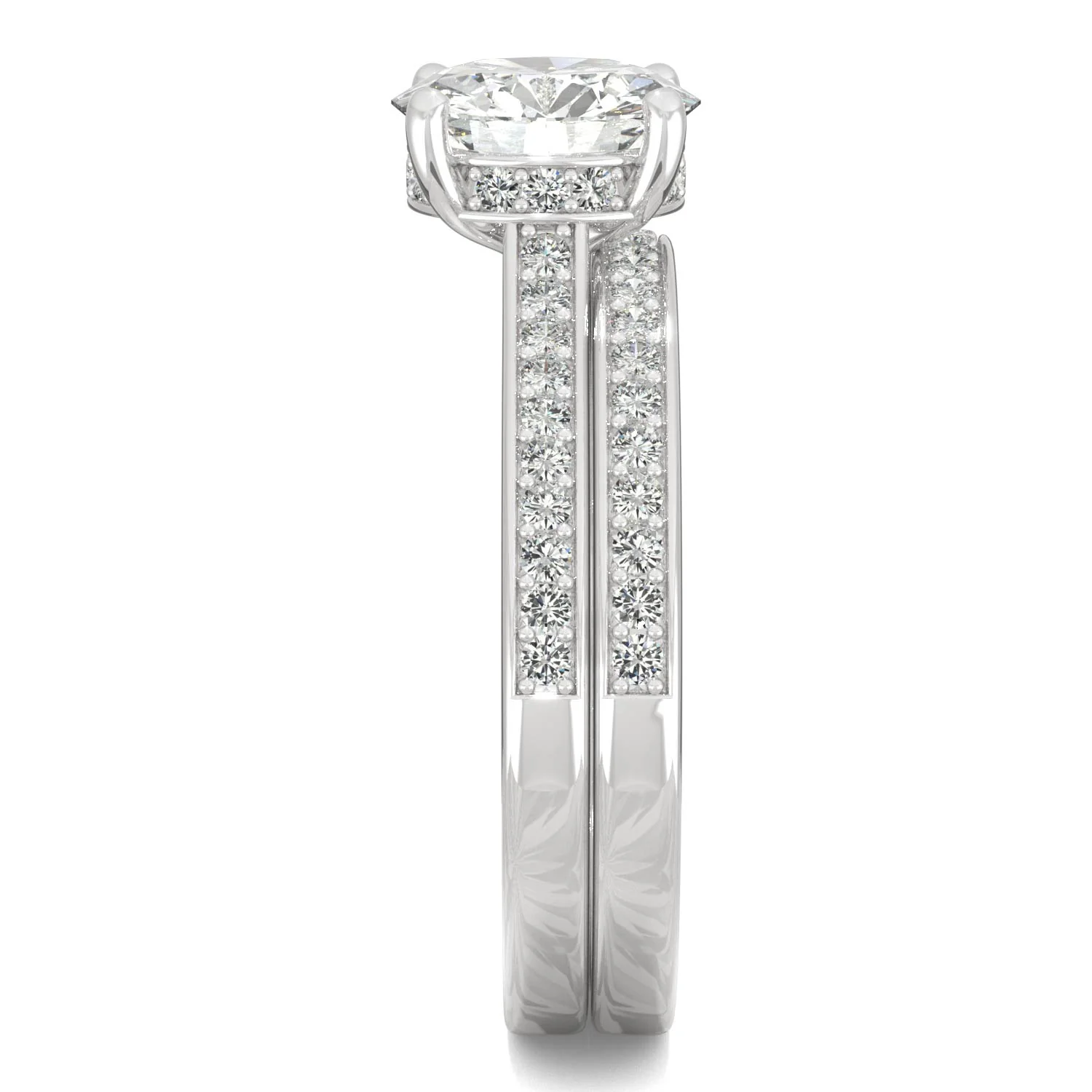 1.92 CTW DEW Round Moissanite Bridal Set in 14K White Gold - Image 5
