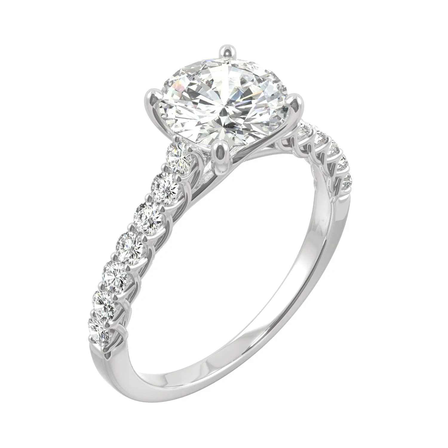 1.92 CTW DEW Round Moissanite Engagement Ring in 14K White Gold - Image 2