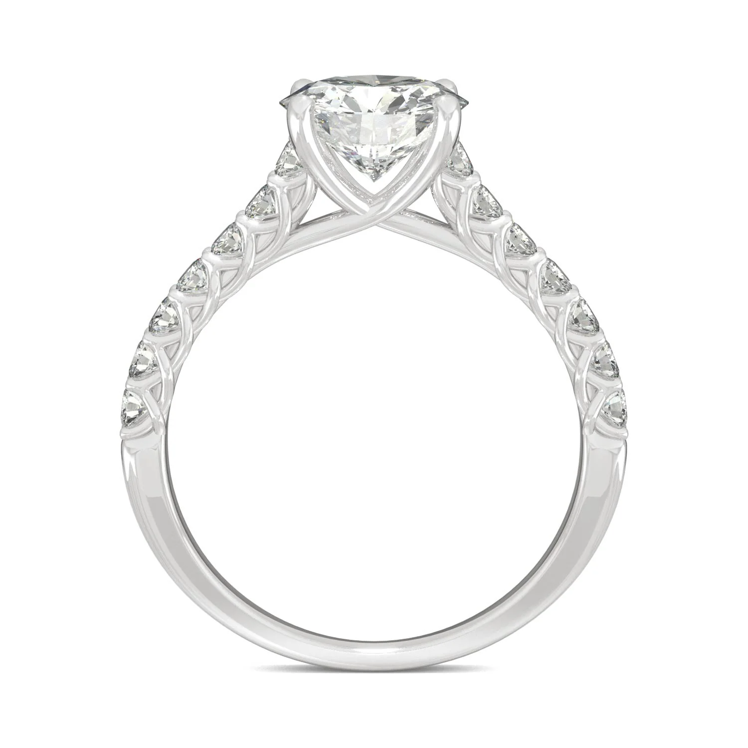 1.92 CTW DEW Round Moissanite Engagement Ring in 14K White Gold - Image 3
