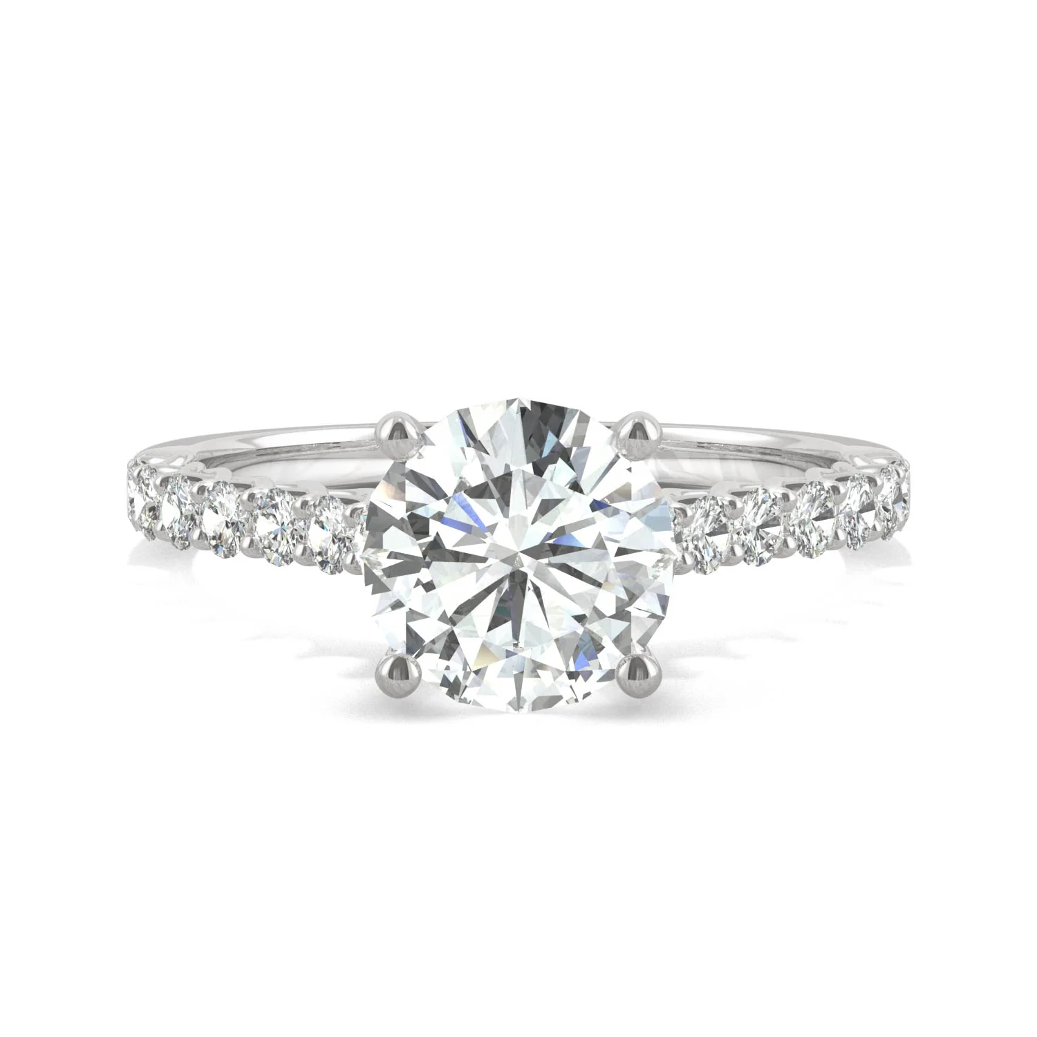 1.92 CTW DEW Round Moissanite Engagement Ring in 14K White Gold - Image 4