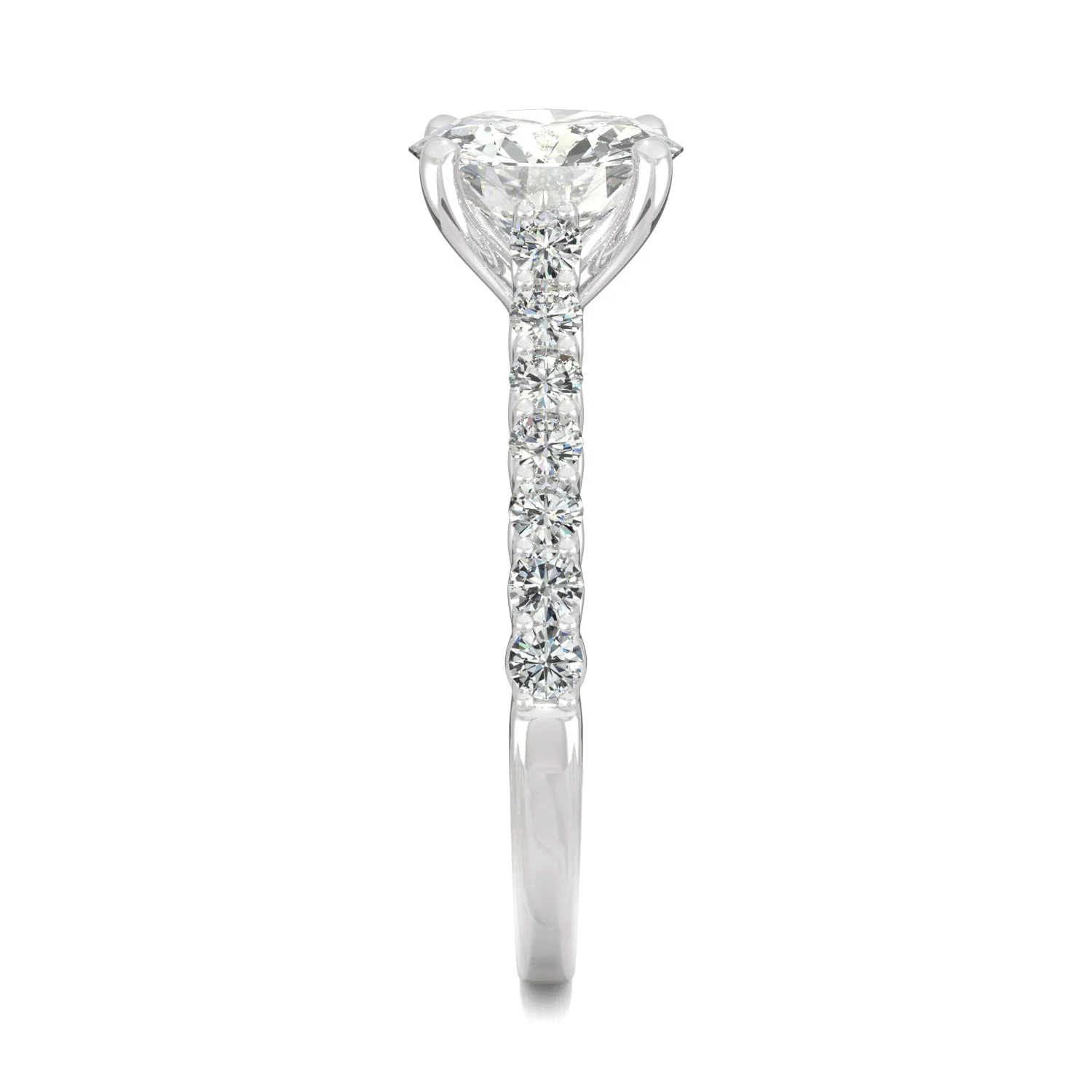 1.92 CTW DEW Round Moissanite Engagement Ring in 14K White Gold - Image 5