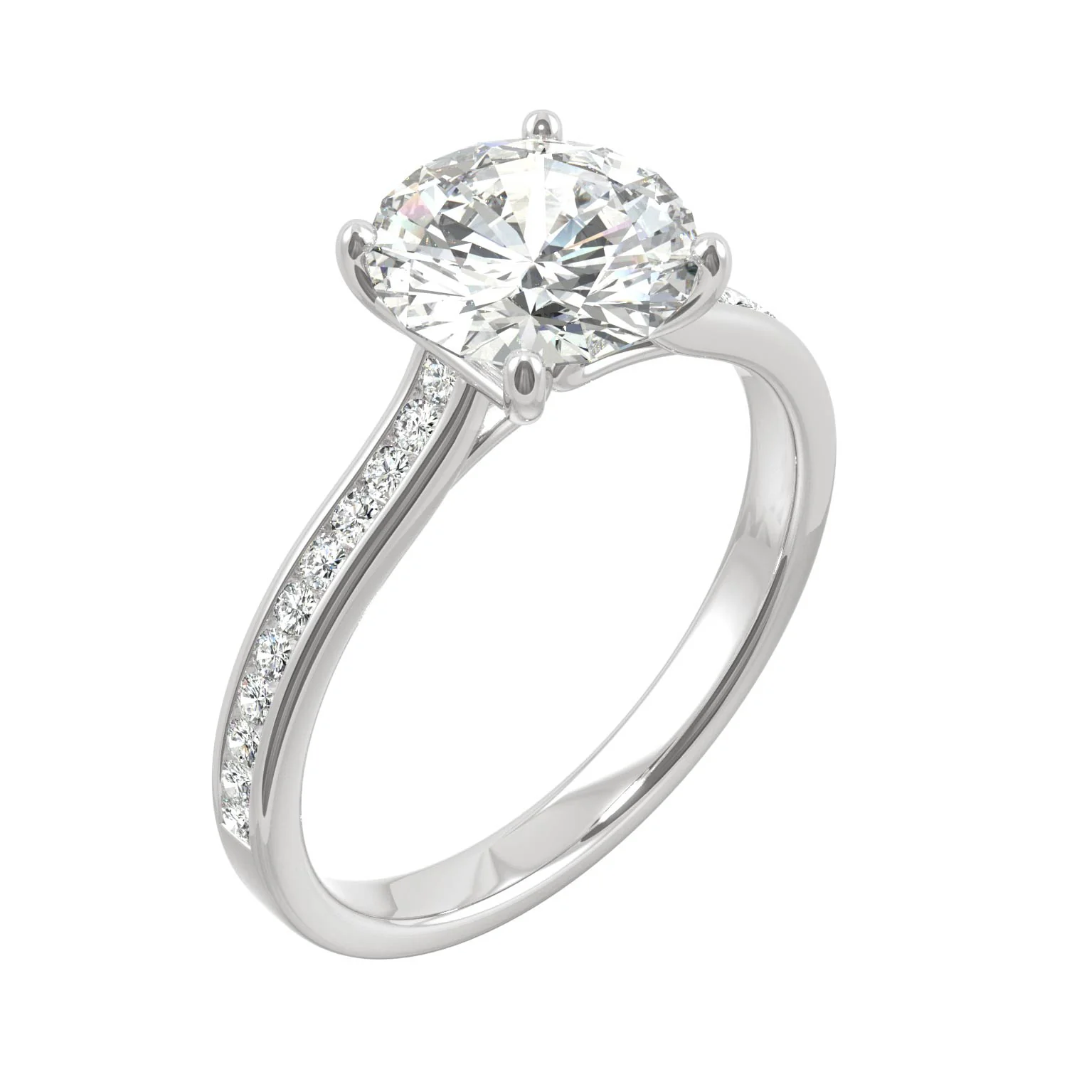 2.08 CTW DEW Round Moissanite Engagement Ring in 14K White Gold - Image 2