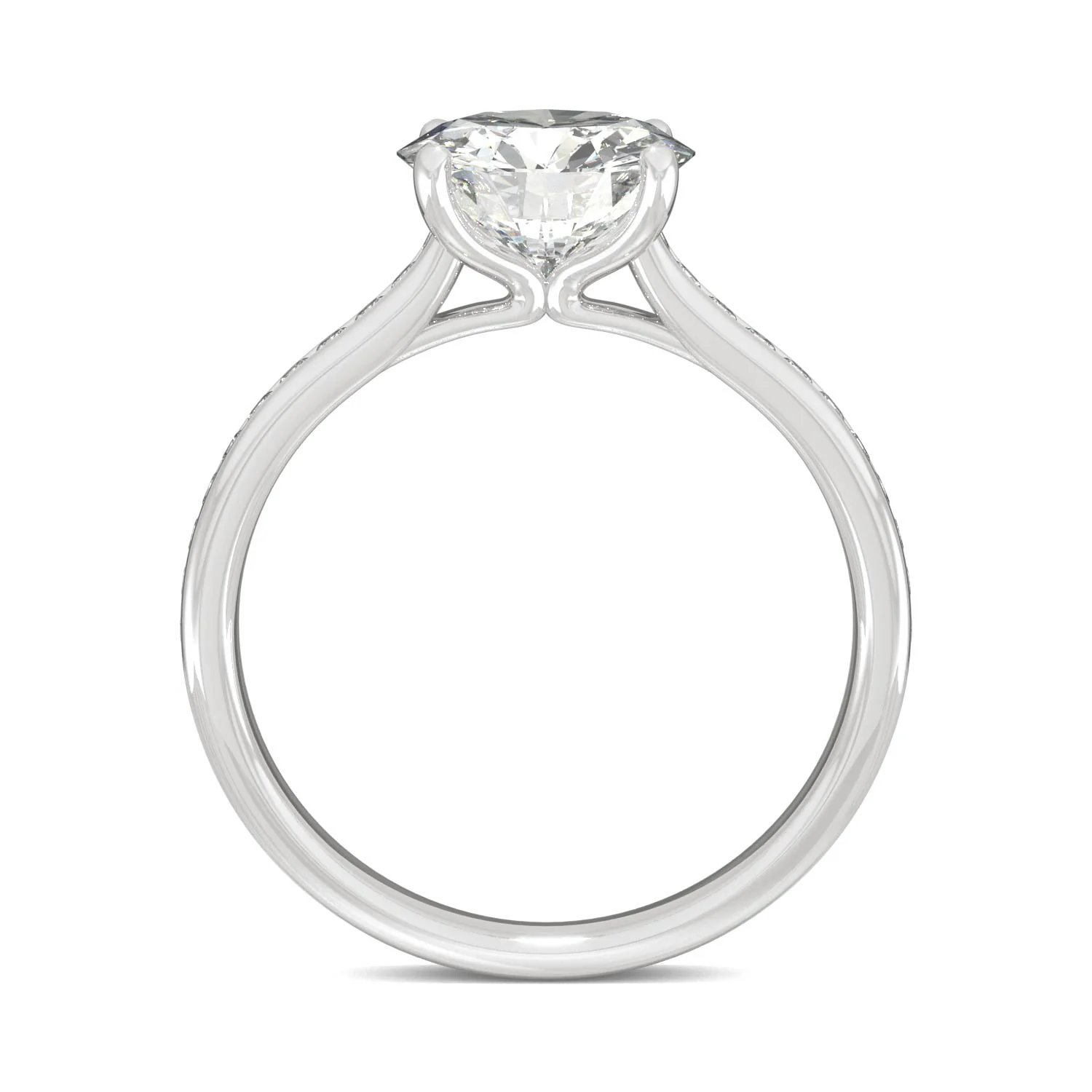 2.08 CTW DEW Round Moissanite Engagement Ring in 14K White Gold - Image 3