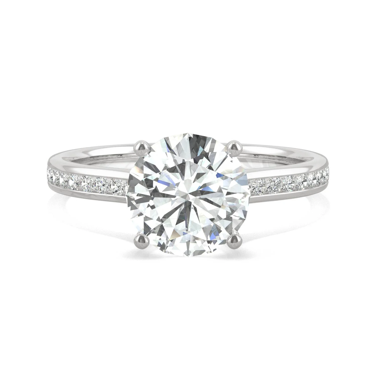 2.08 CTW DEW Round Moissanite Engagement Ring in 14K White Gold - Image 4