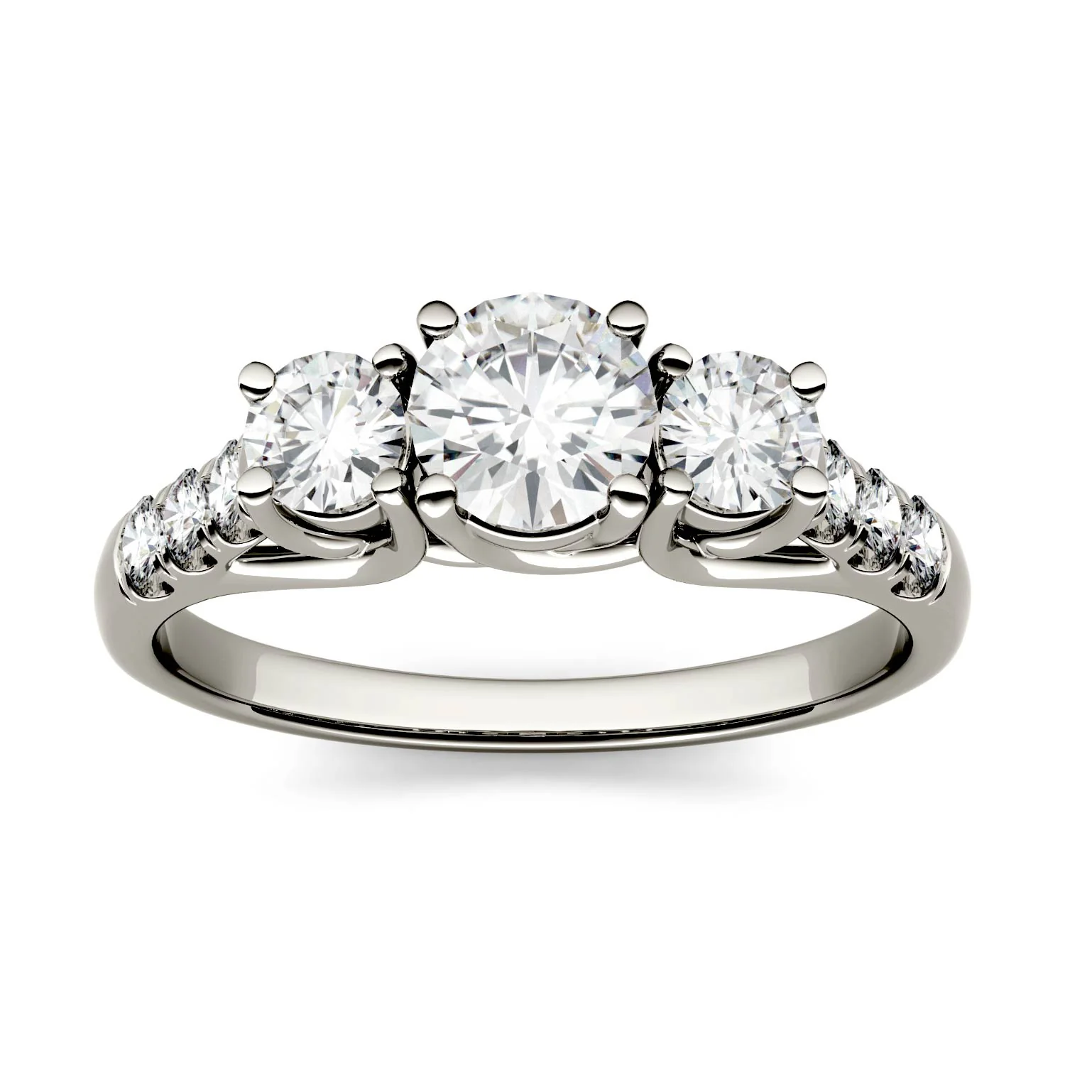 1.17 CTW DEW Round Moissanite Engagement Ring in 14K White Gold