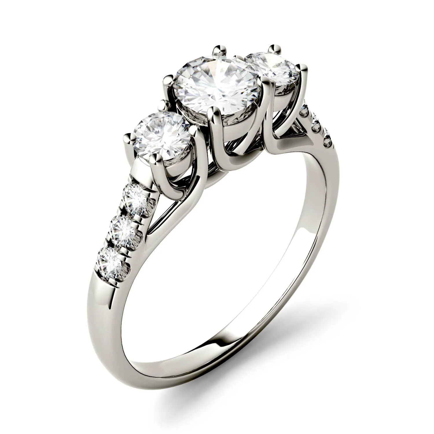 1.17 CTW DEW Round Moissanite Engagement Ring in 14K White Gold - Image 2