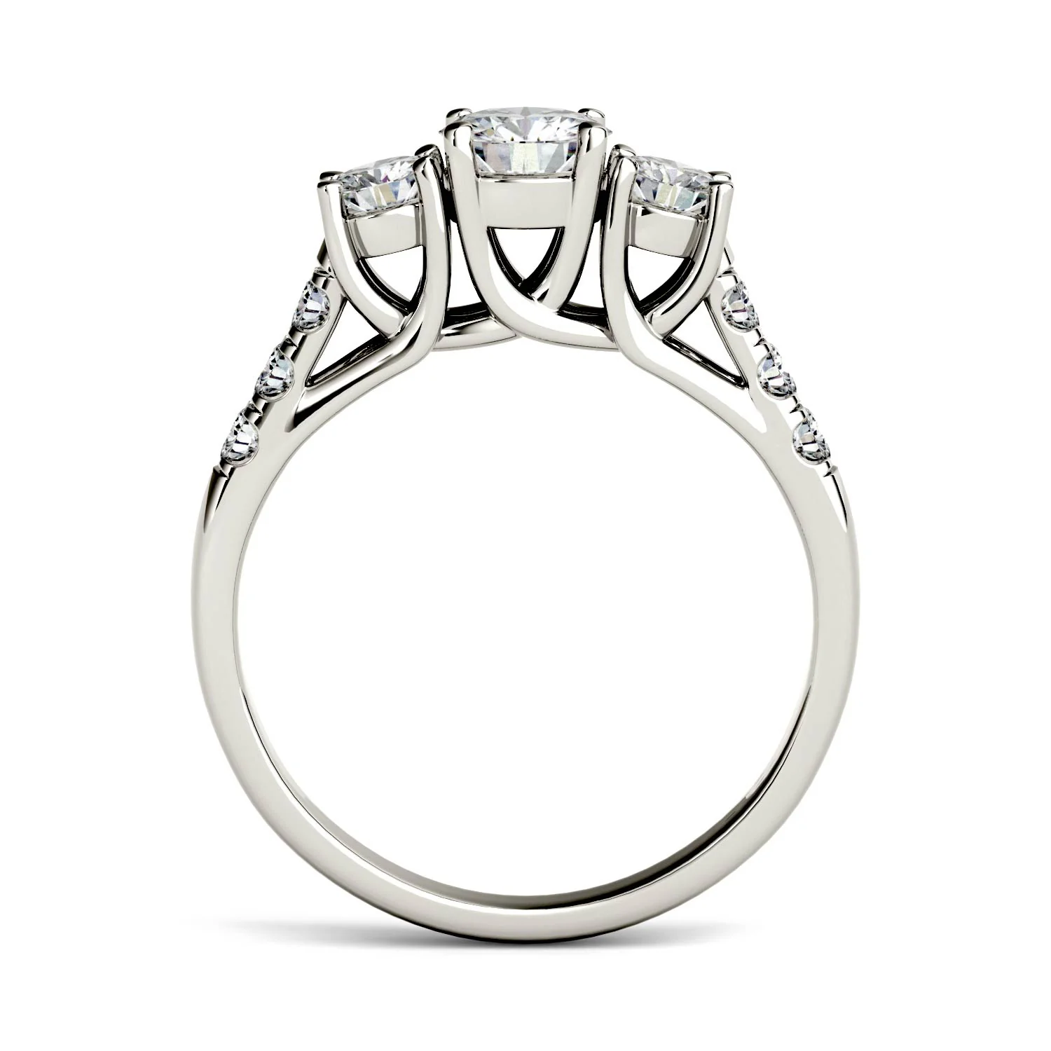 1.17 CTW DEW Round Moissanite Engagement Ring in 14K White Gold - Image 3
