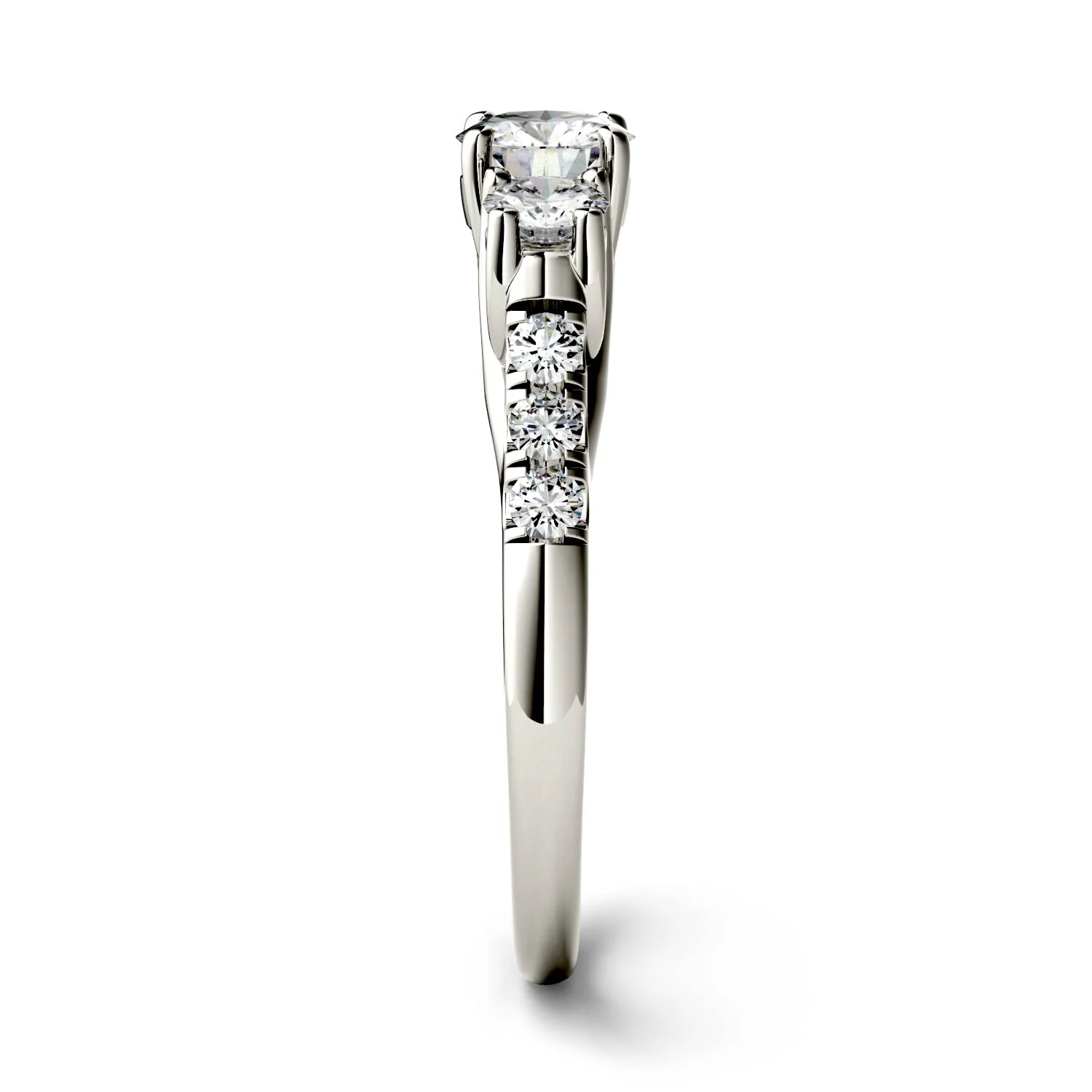 1.17 CTW DEW Round Moissanite Engagement Ring in 14K White Gold - Image 5