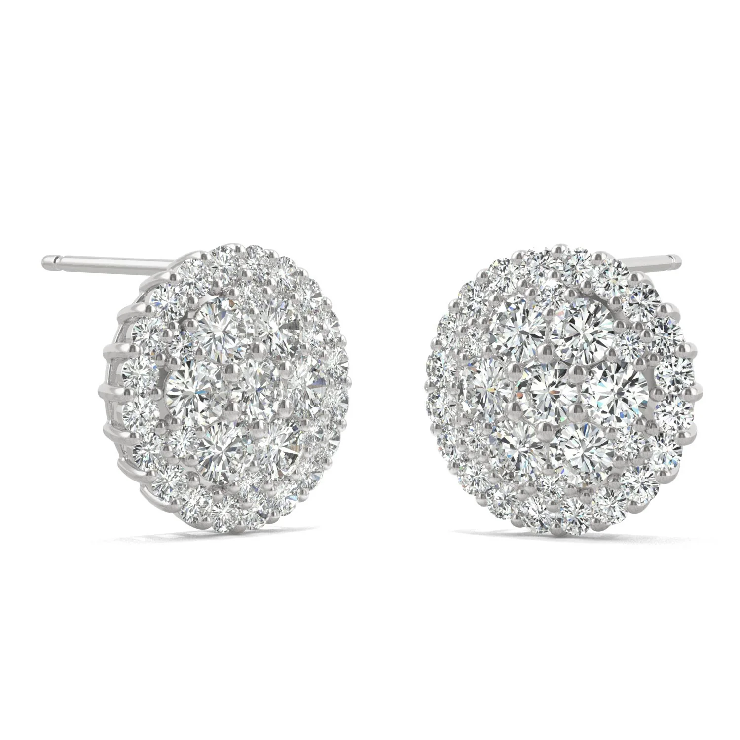 1.04 CTW DEW Round Moissanite Pave Stud Earrings in 14K White Gold - Image 4