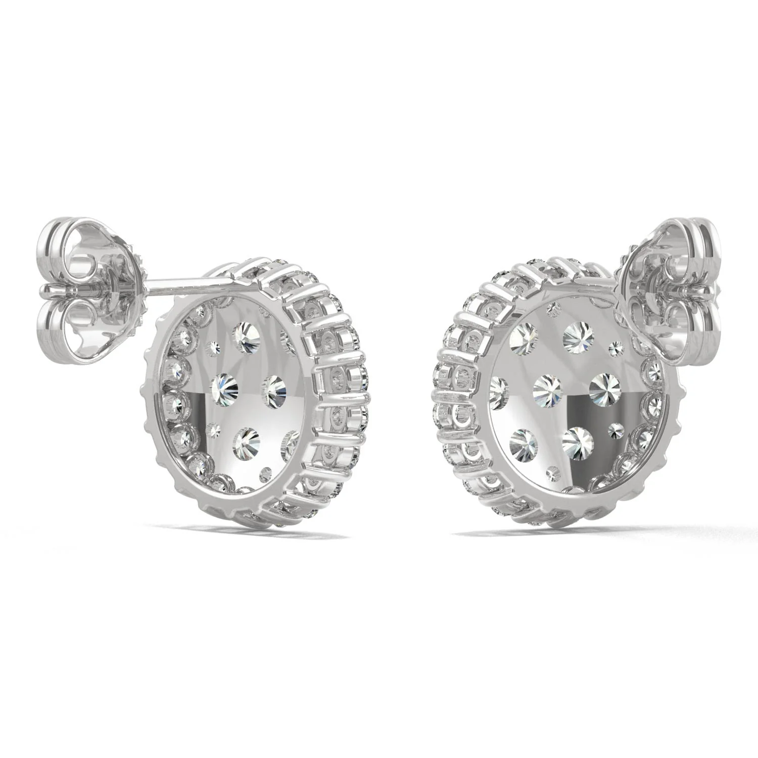 1.04 CTW DEW Round Moissanite Pave Stud Earrings in 14K White Gold - Image 5