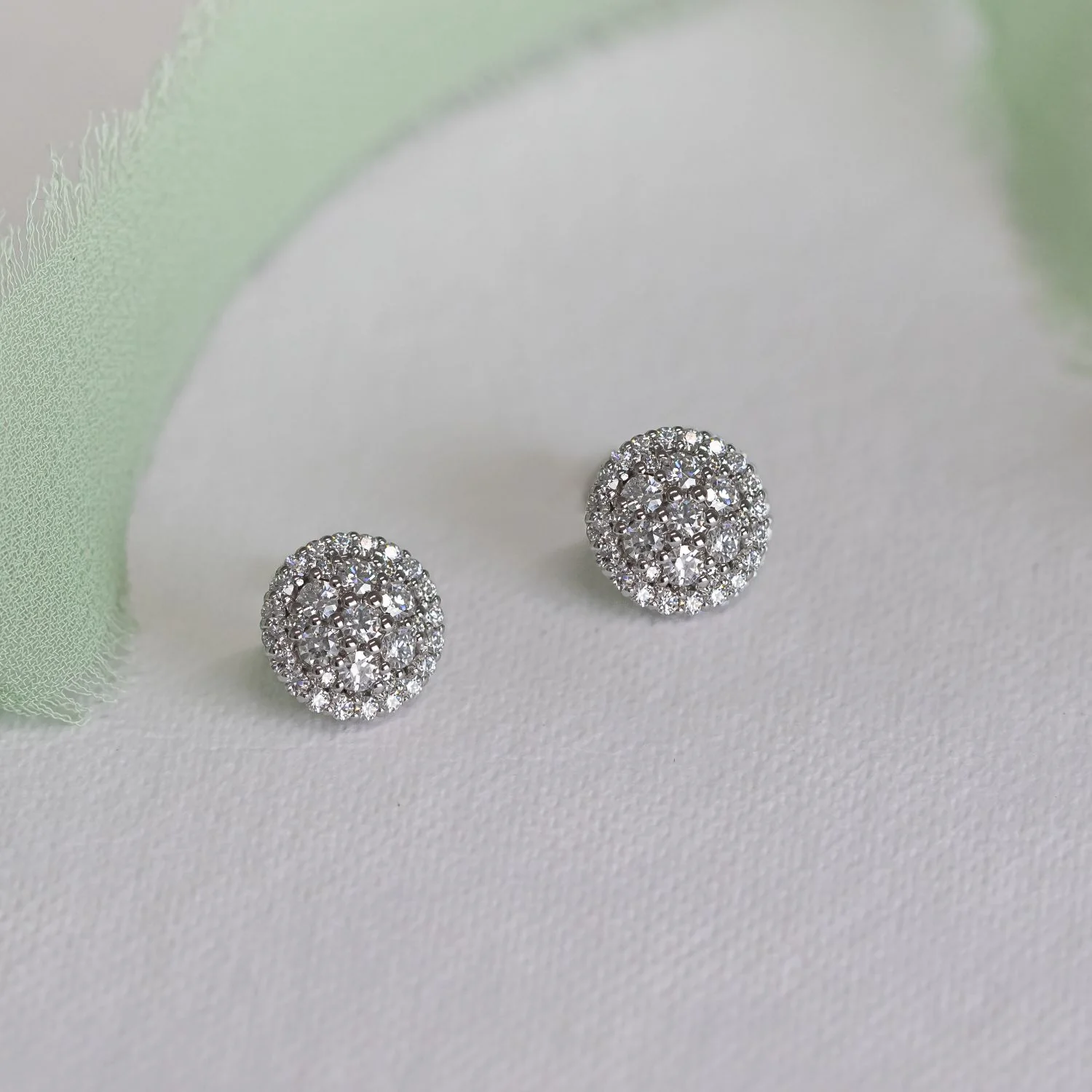1.04 CTW DEW Round Moissanite Pave Stud Earrings in 14K White Gold - Image 7