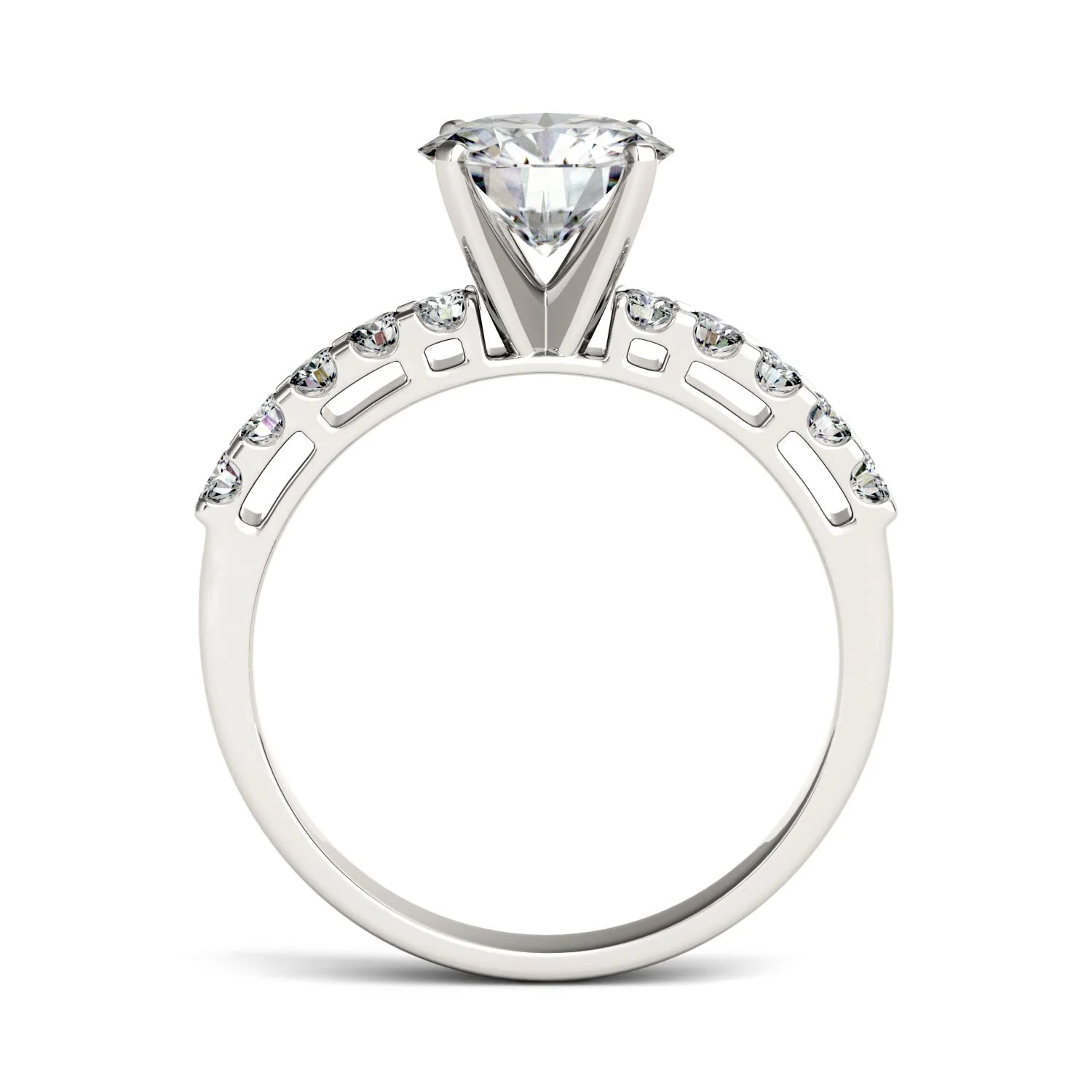 1.80 CTW DEW Round Moissanite Engagement Ring in 14K White Gold - Image 3