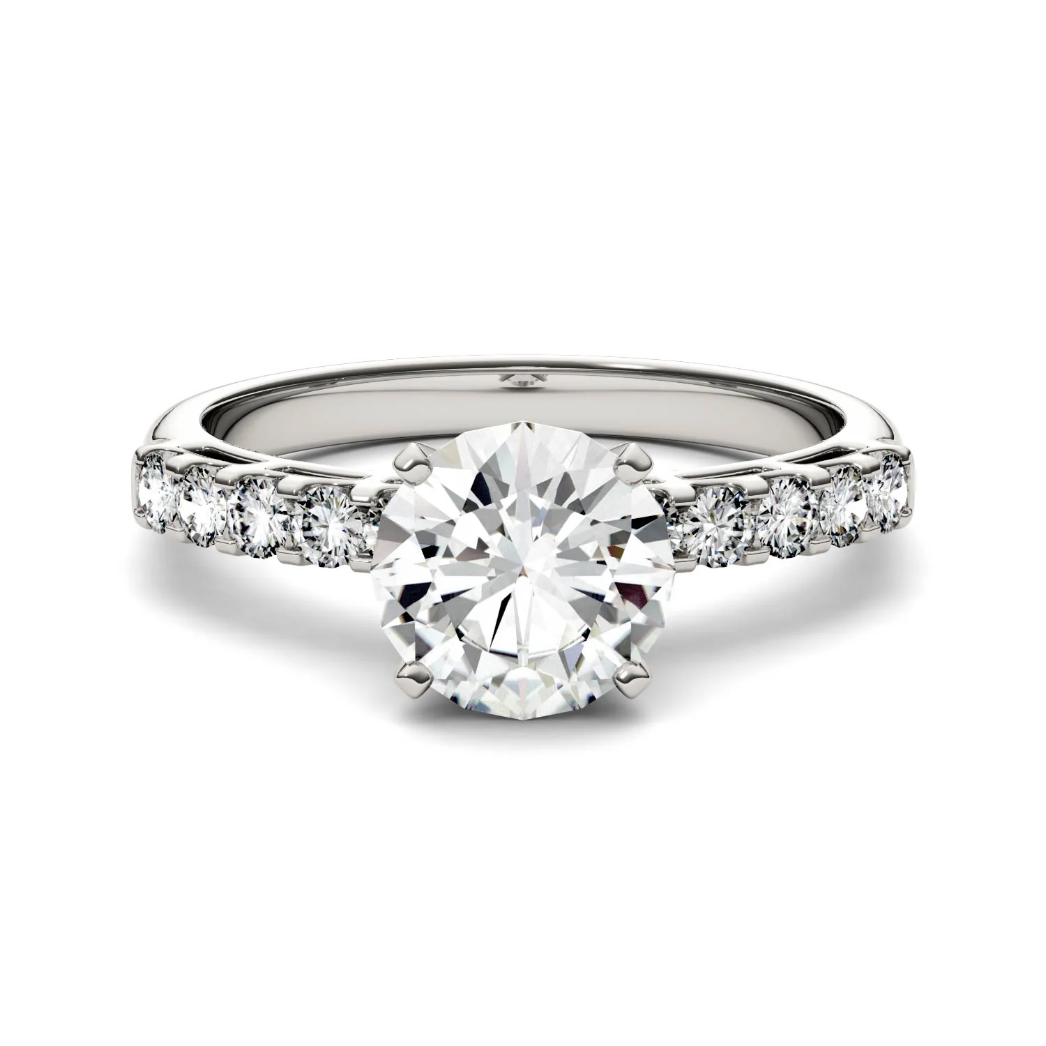 1.80 CTW DEW Round Moissanite Engagement Ring in 14K White Gold - Image 4
