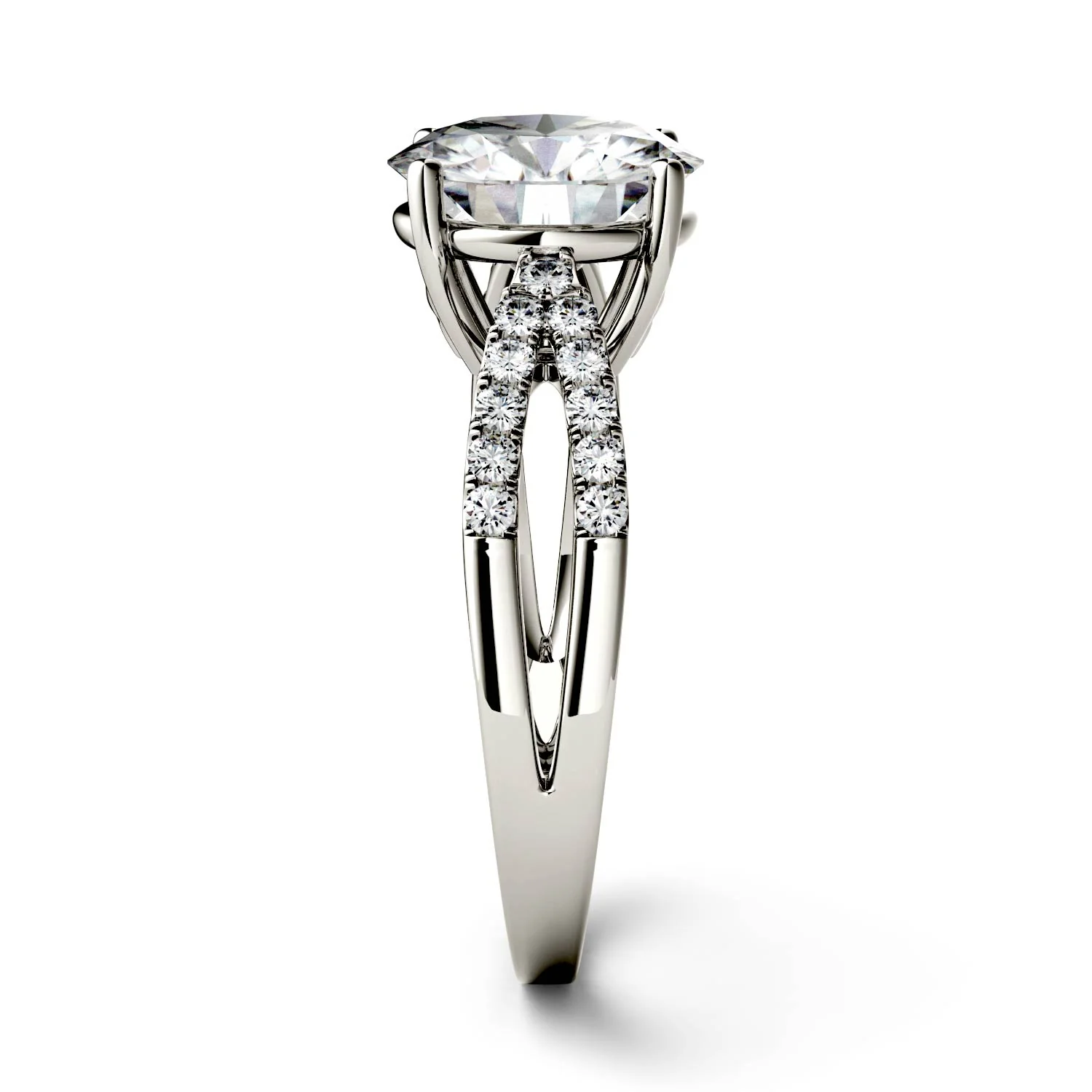 2.92 CTW DEW Round Moissanite Engagement Ring in 14K White Gold - Image 3