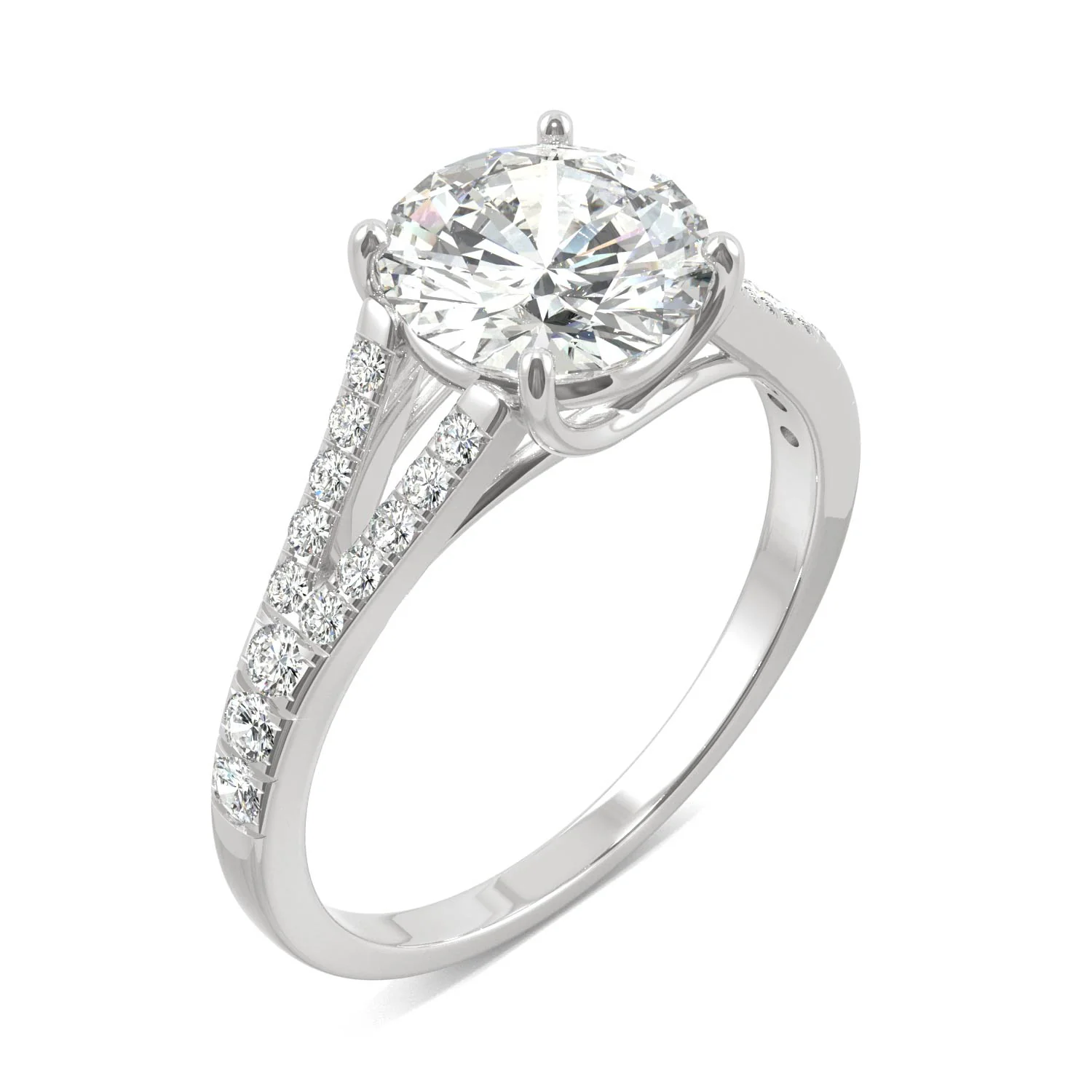 2.24 CTW DEW Round Moissanite Engagement Ring in 14K White Gold - Image 2