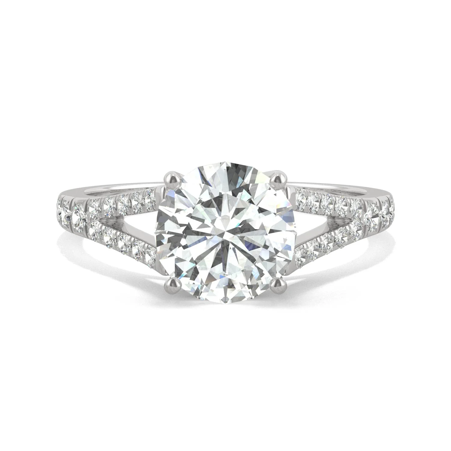 2.24 CTW DEW Round Moissanite Engagement Ring in 14K White Gold - Image 4