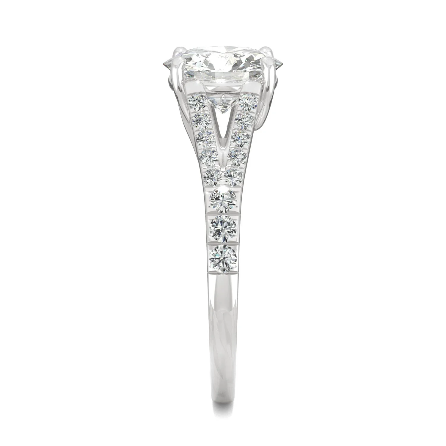 2.24 CTW DEW Round Moissanite Engagement Ring in 14K White Gold - Image 5