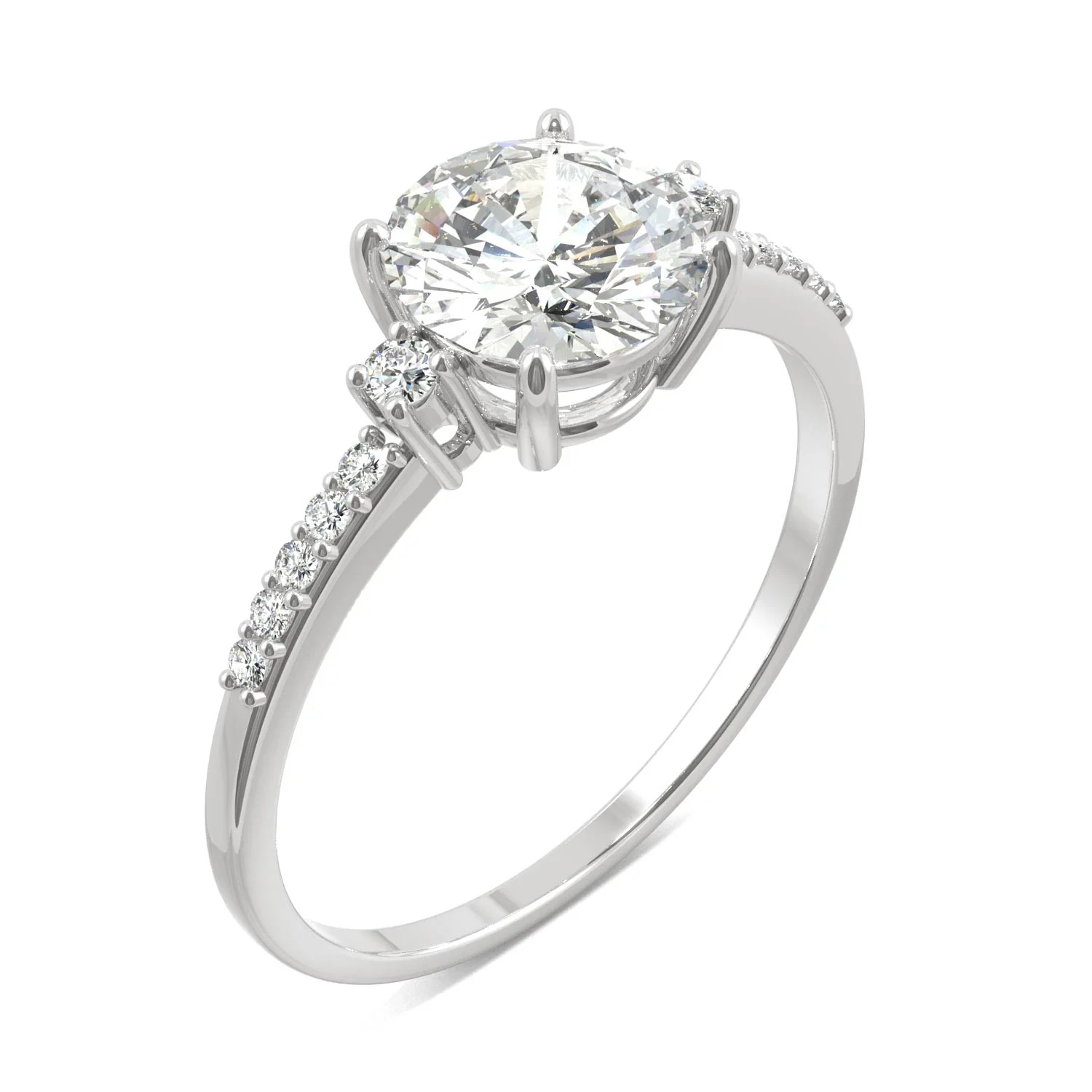 1.31 CTW DEW Round Moissanite Engagement Ring in 14K White Gold - Image 2