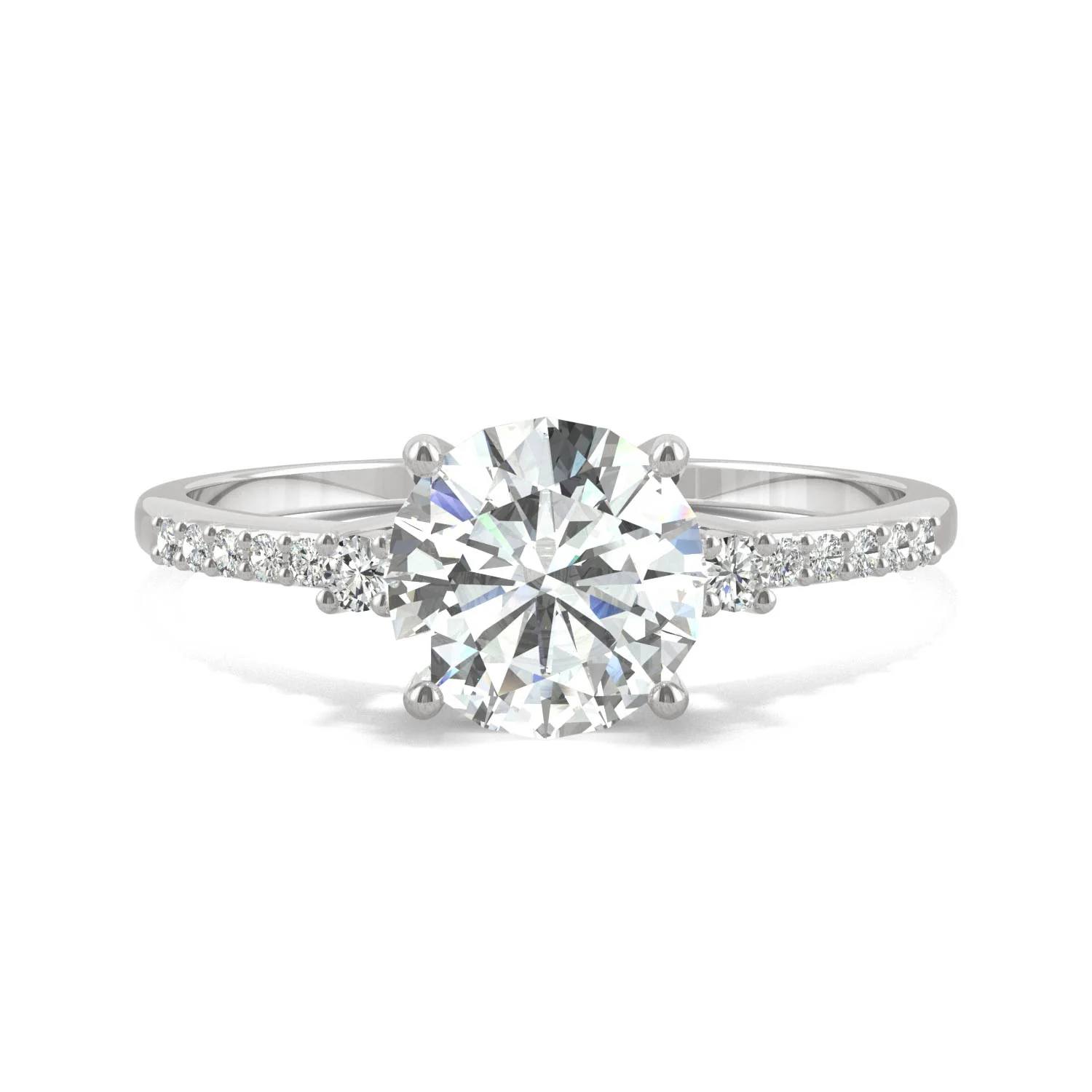 1.31 CTW DEW Round Moissanite Engagement Ring in 14K White Gold - Image 4
