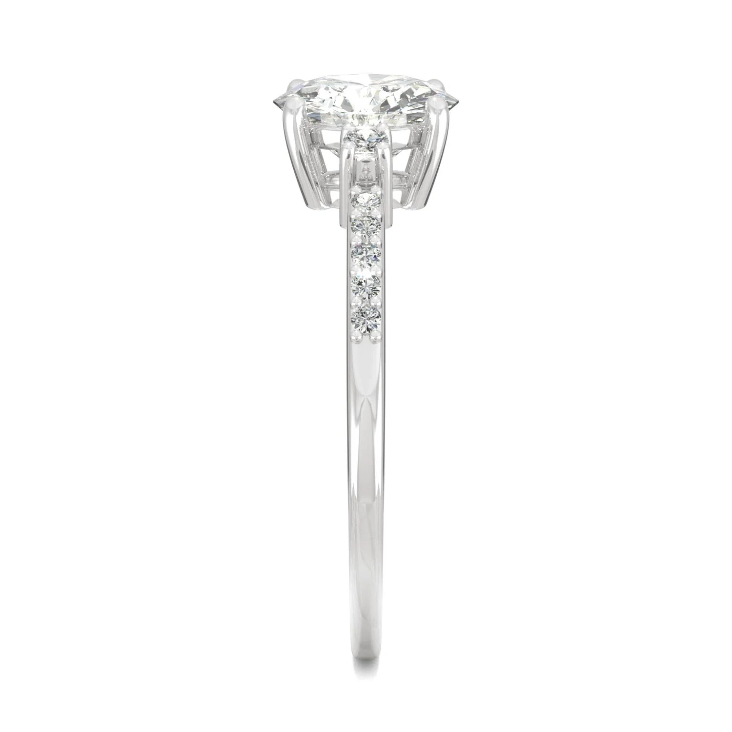 1.31 CTW DEW Round Moissanite Engagement Ring in 14K White Gold - Image 5
