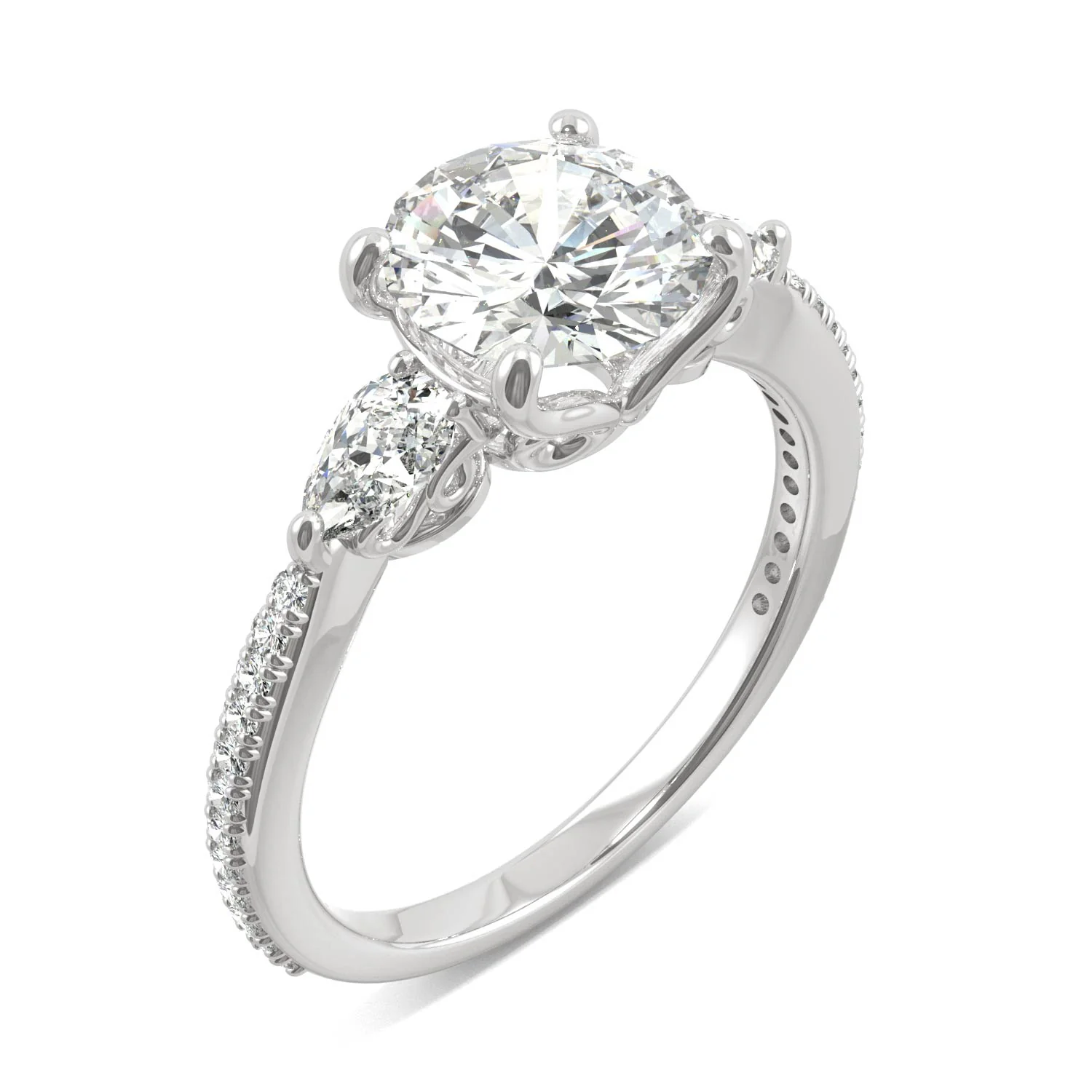 2.50 CTW DEW Round Moissanite Engagement Ring in 14K White Gold - Image 2