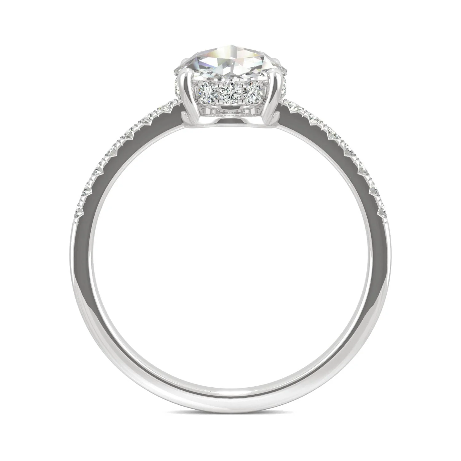 0.81 CTW DEW Round Rose-Cut Moissanite Engagement Ring in 14K White Gold - Image 3