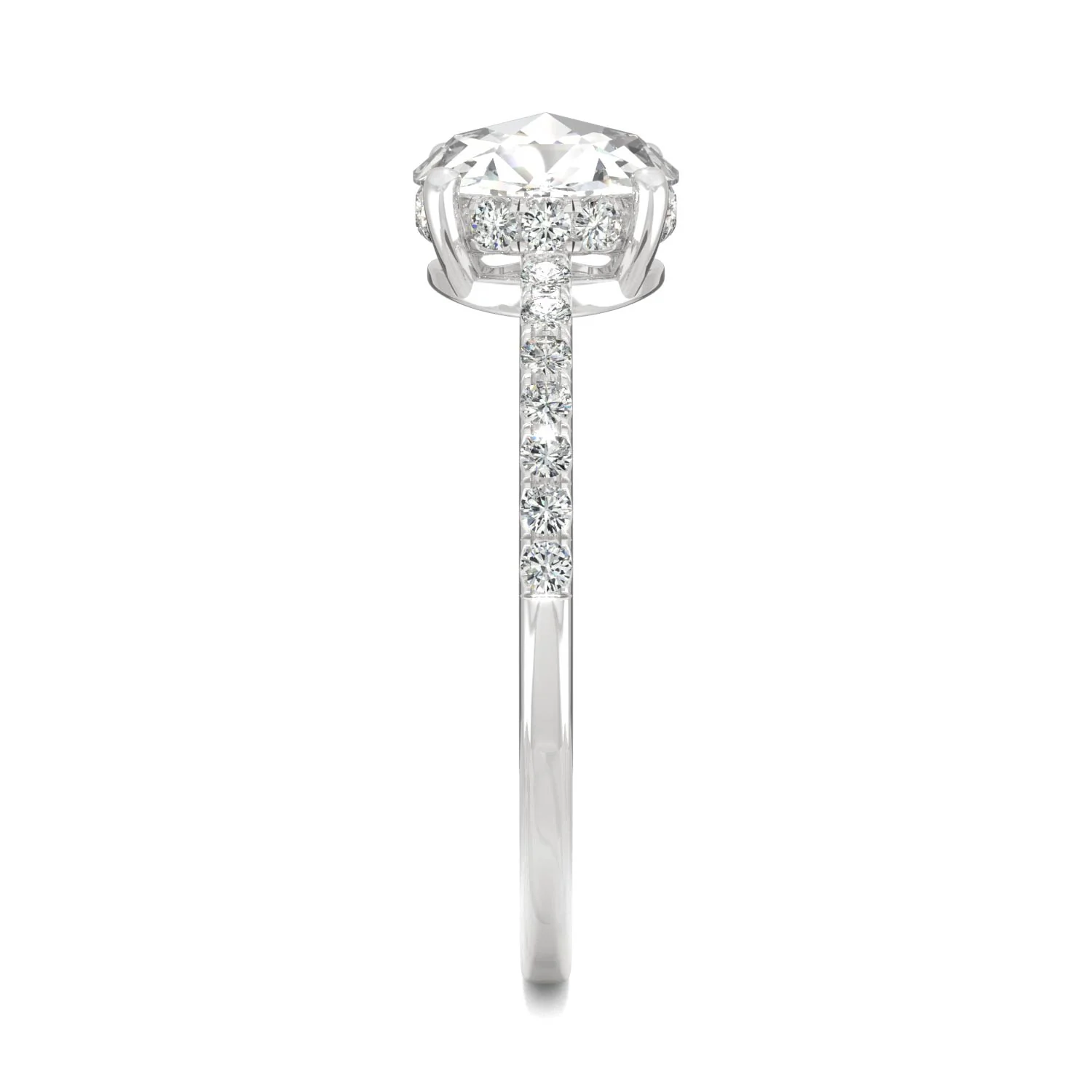 0.81 CTW DEW Round Rose-Cut Moissanite Engagement Ring in 14K White Gold - Image 5