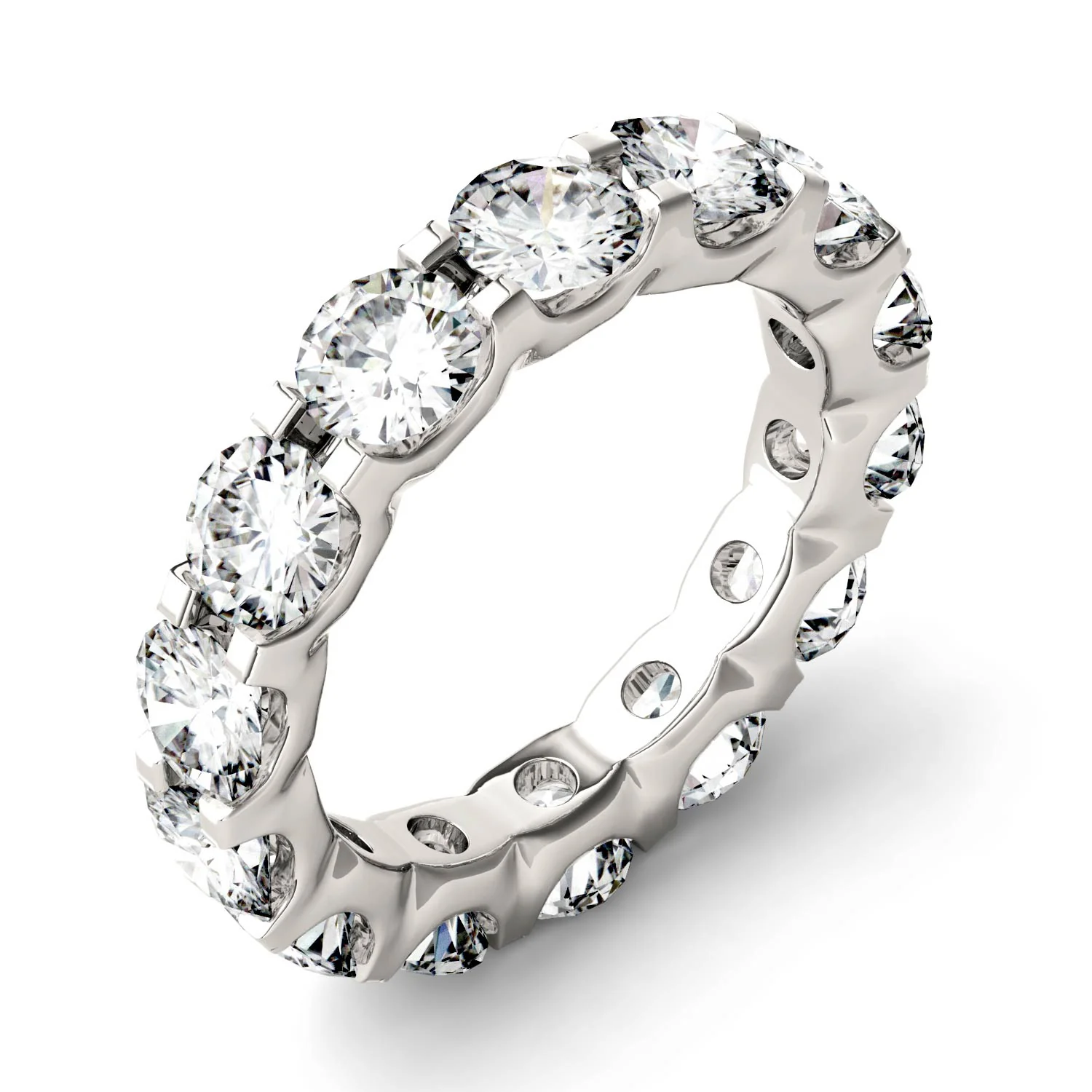 4.62 CTW DEW Round Moissanite Eternity Band in 14K White Gold - Image 2