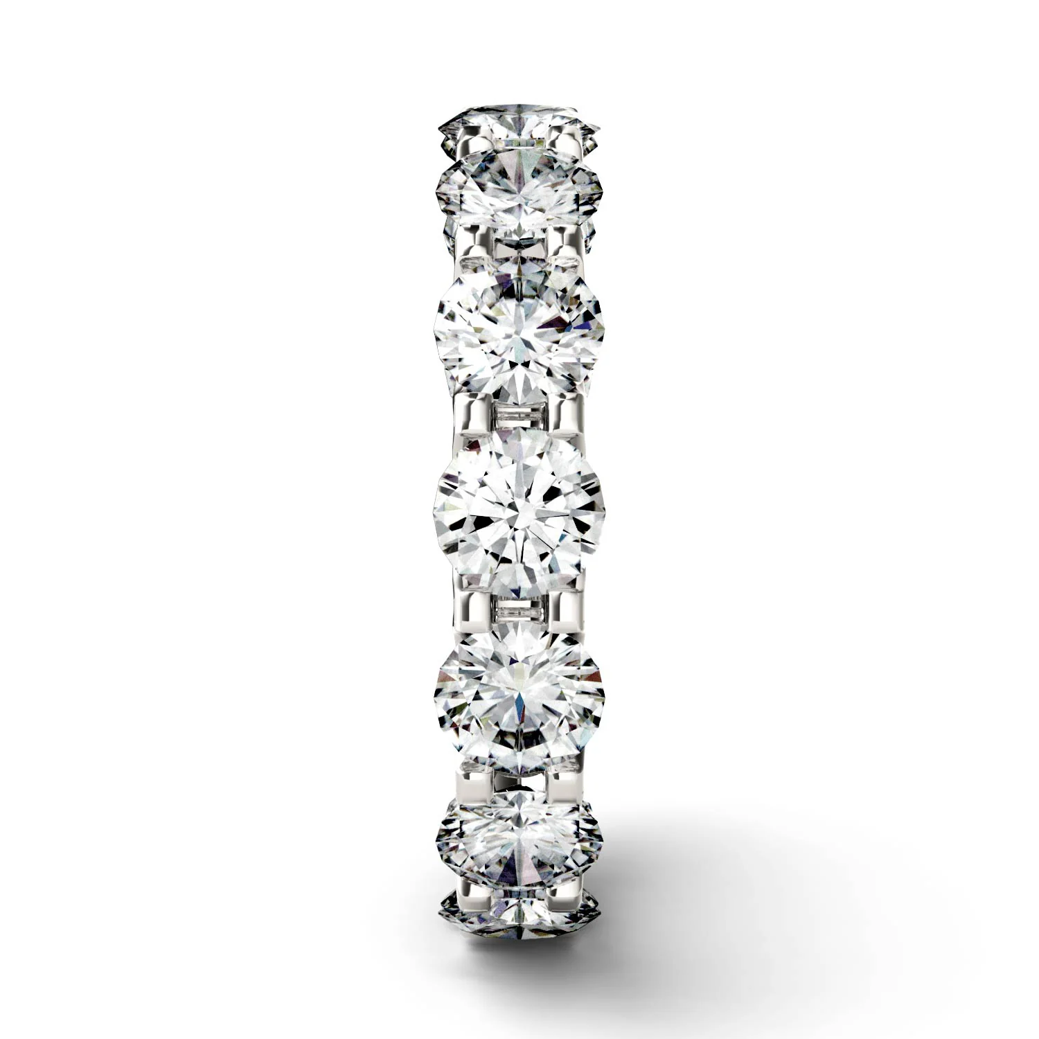 4.62 CTW DEW Round Moissanite Eternity Band in 14K White Gold - Image 4