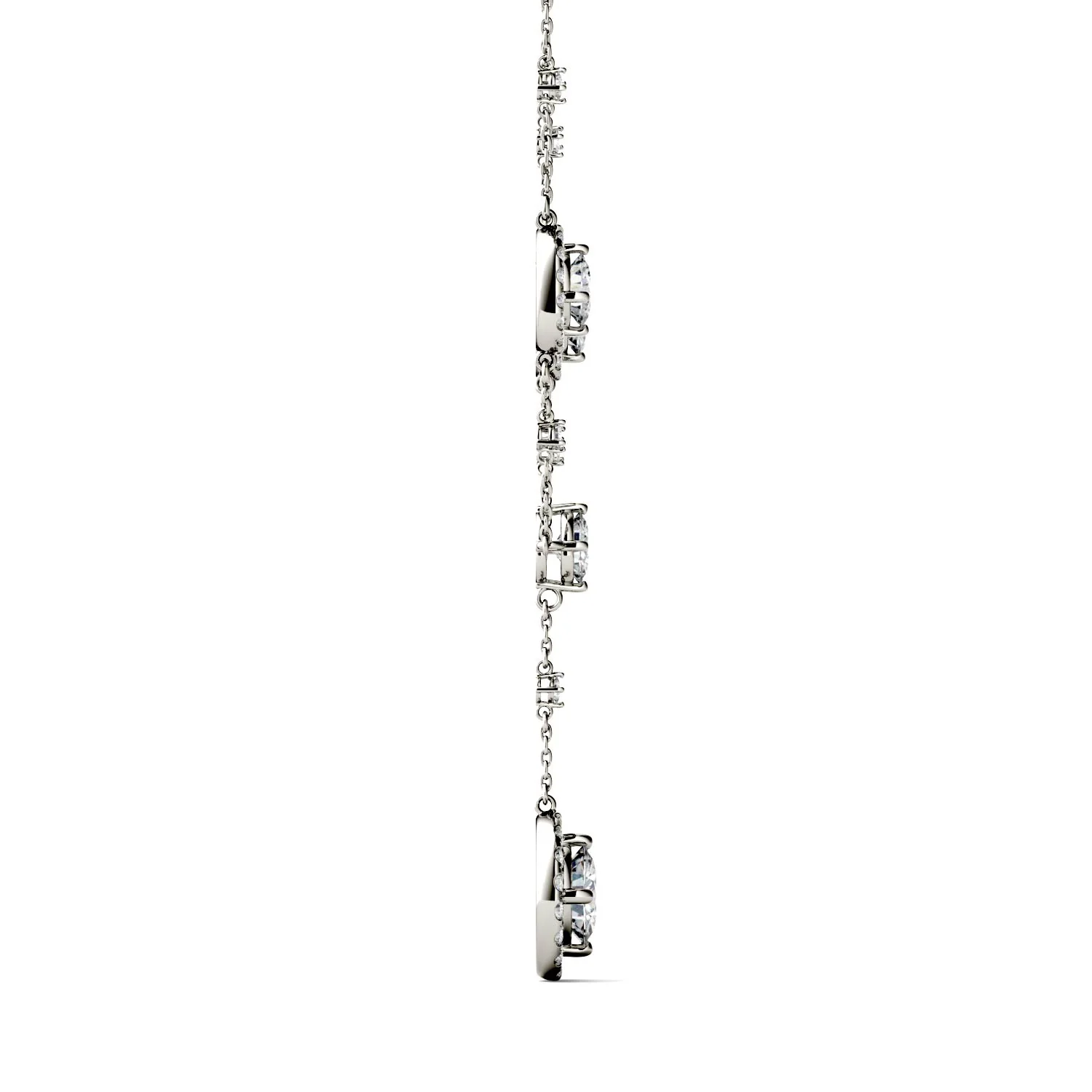 3.05 CTW DEW Round Moissanite Halo Lariat Necklace in 14K White Gold - Image 2