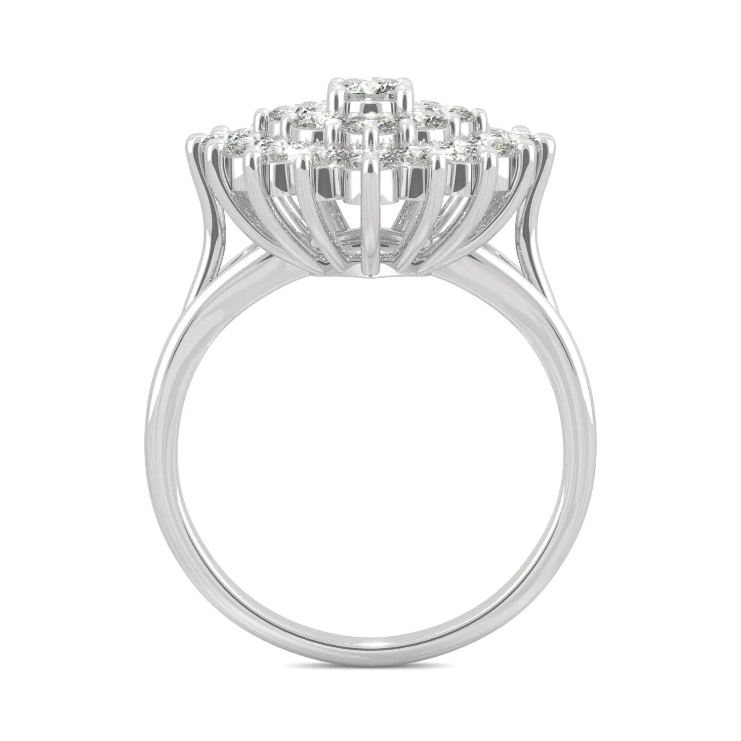 1.12 CTW DEW Round Moissanite Fashion Ring in 14K White Gold - Image 3