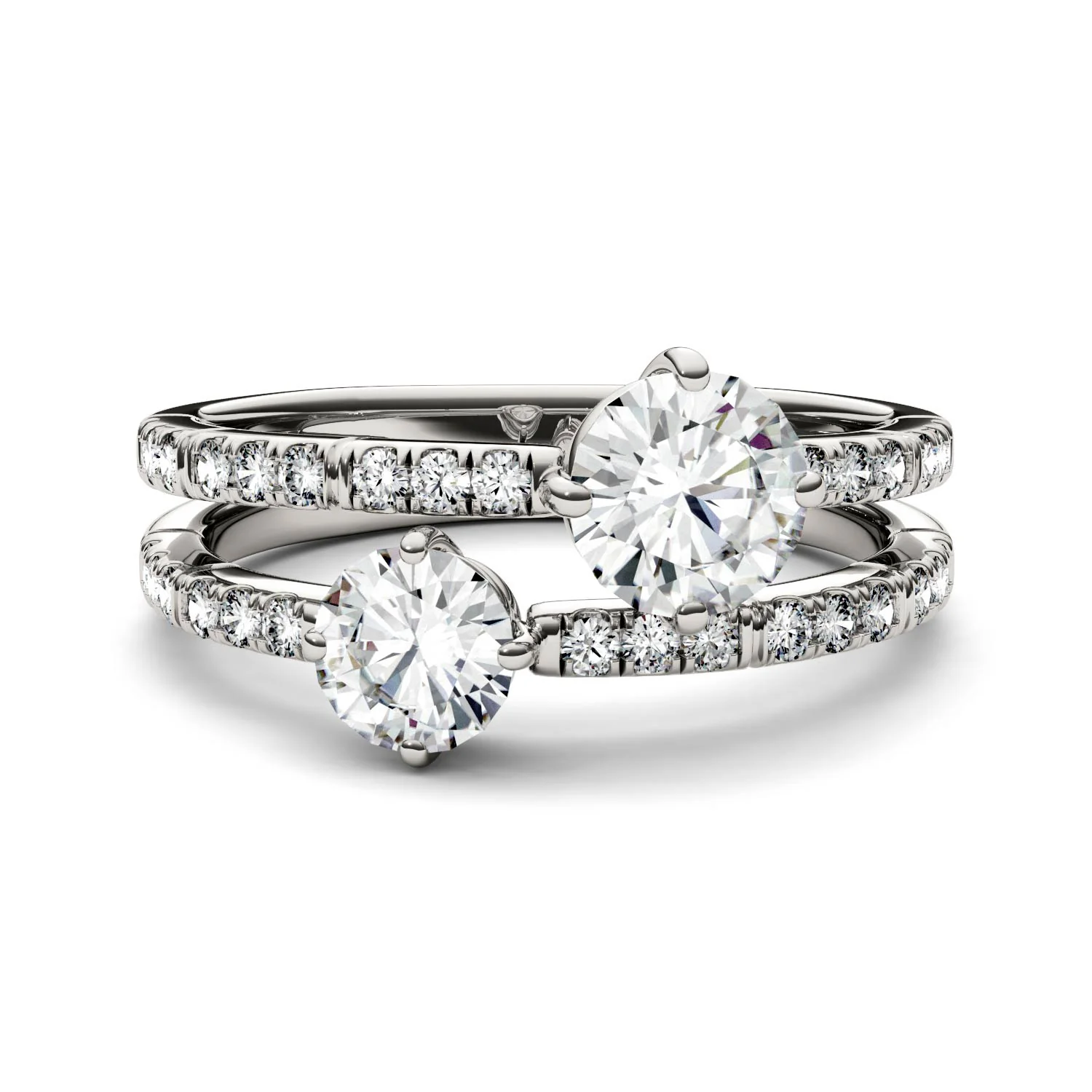 1.60 CTW DEW Round Moissanite Fashion Ring in 14K White Gold - Image 4