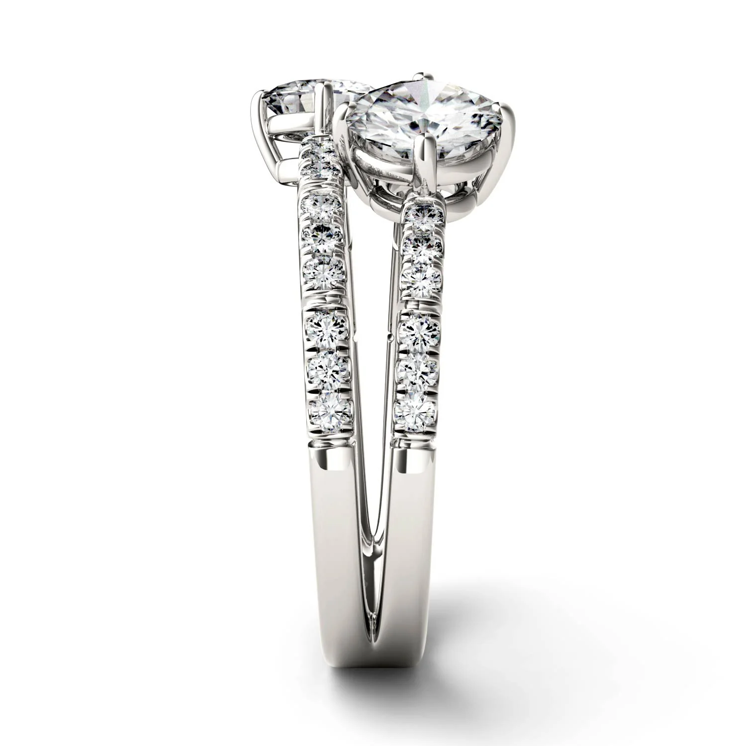1.60 CTW DEW Round Moissanite Fashion Ring in 14K White Gold - Image 5