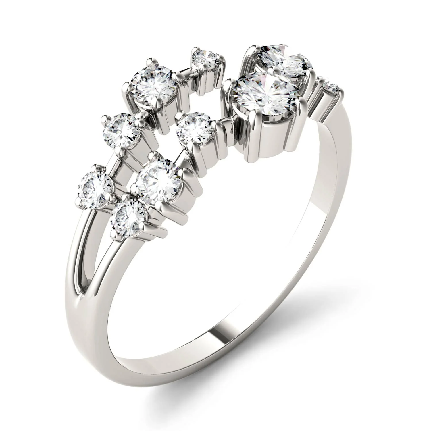 0.50 CTW DEW Round Moissanite Galaxy Ring in 14K White Gold - Image 2