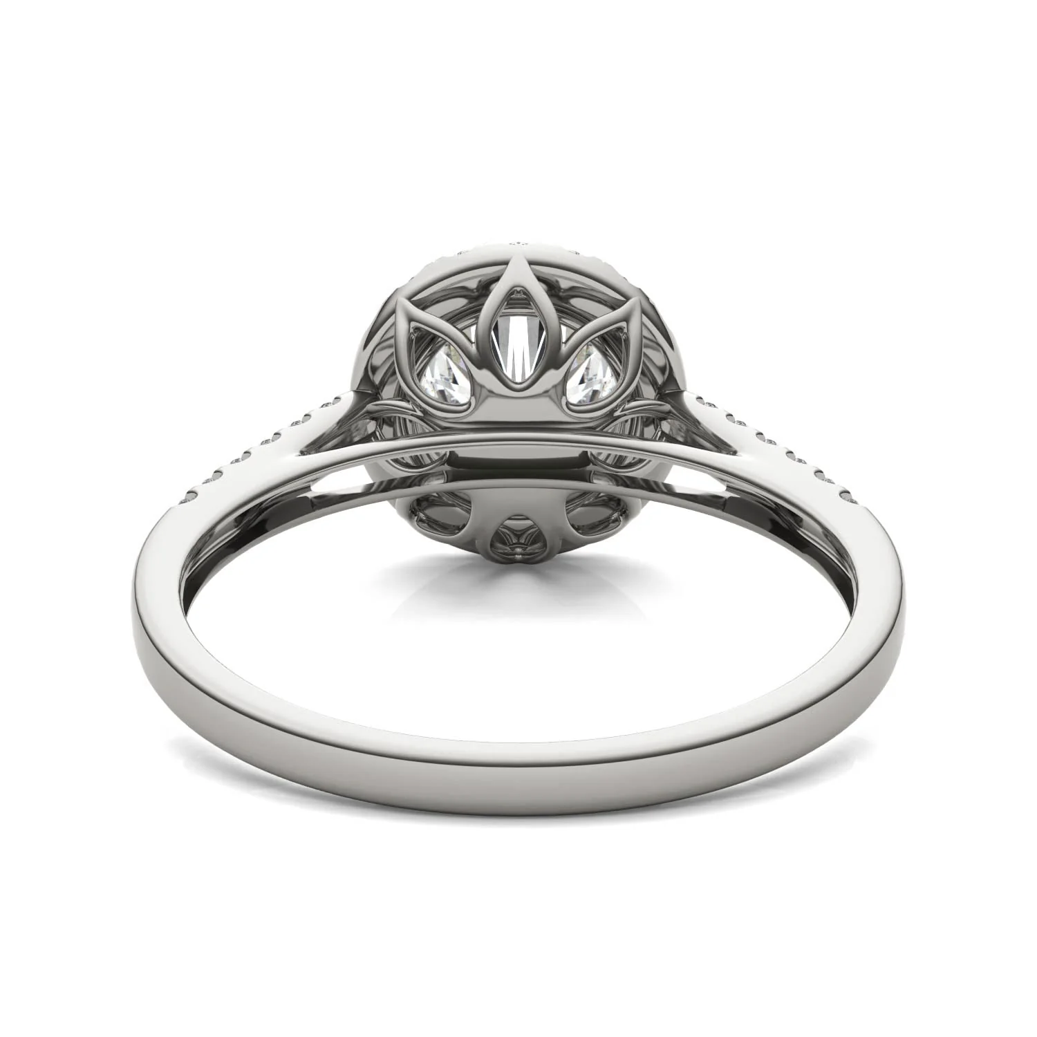 1.45 CTW DEW Round Moissanite Accented Halo Engagement Ring in 14K White Gold - Image 6