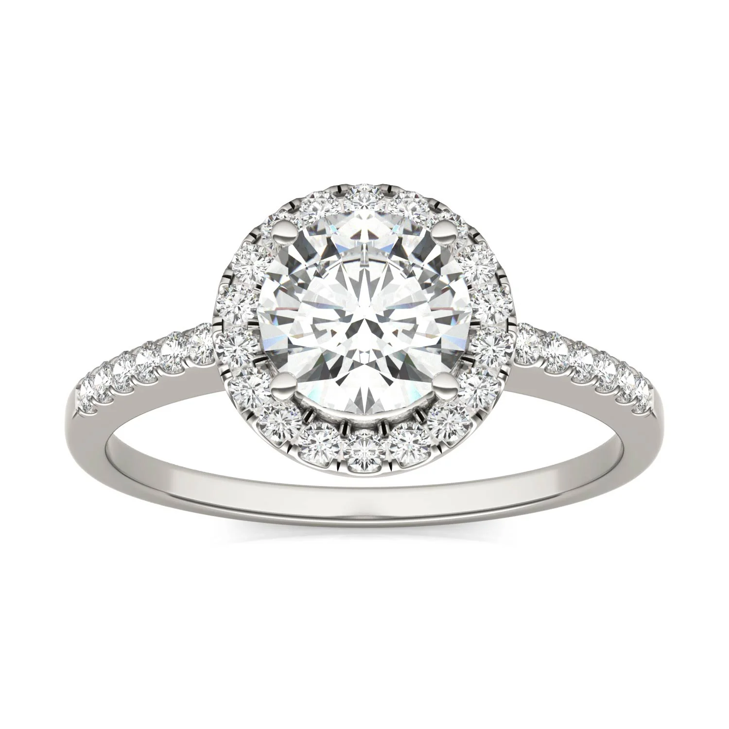 1.30 CTW DEW Round Moissanite Halo Ring in 14K White Gold