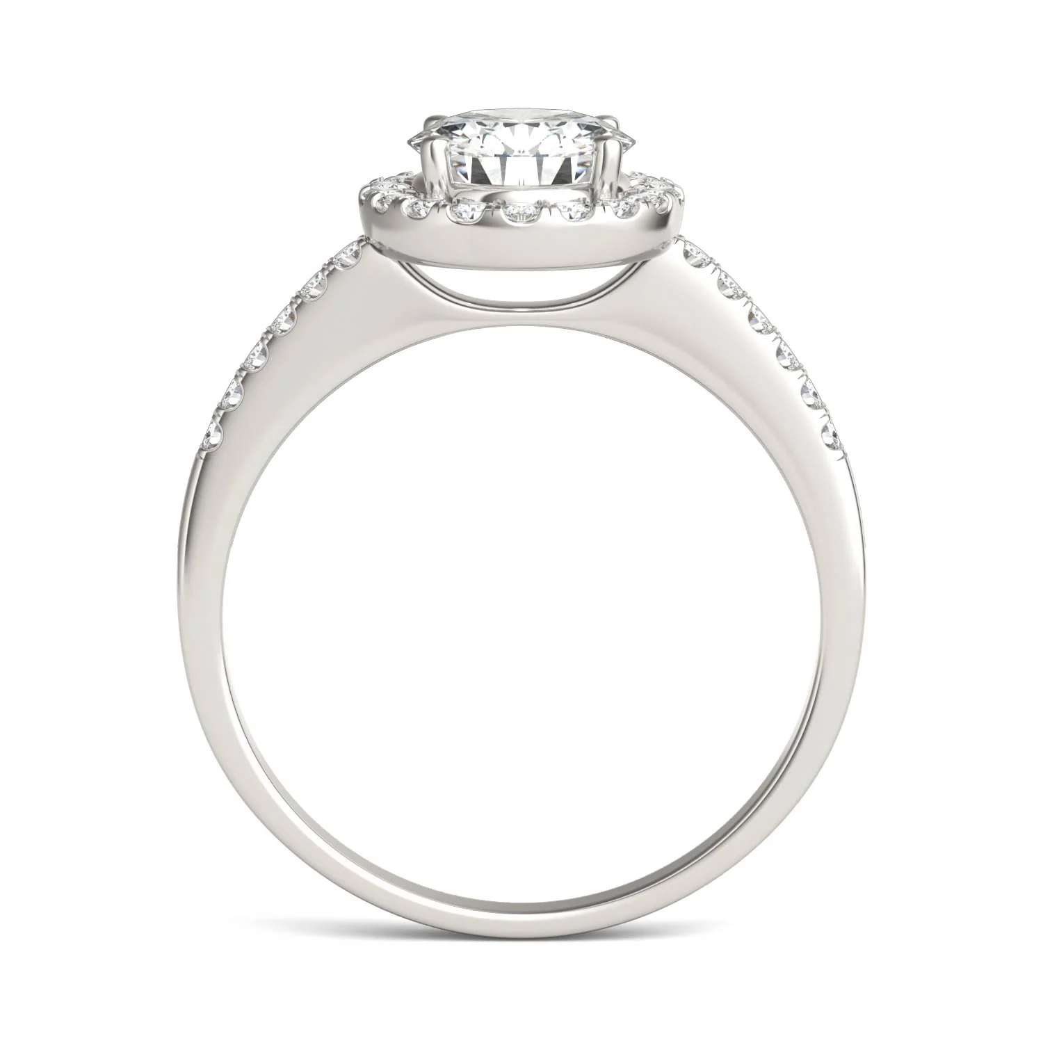 1.30 CTW DEW Round Moissanite Halo Ring in 14K White Gold - Image 3